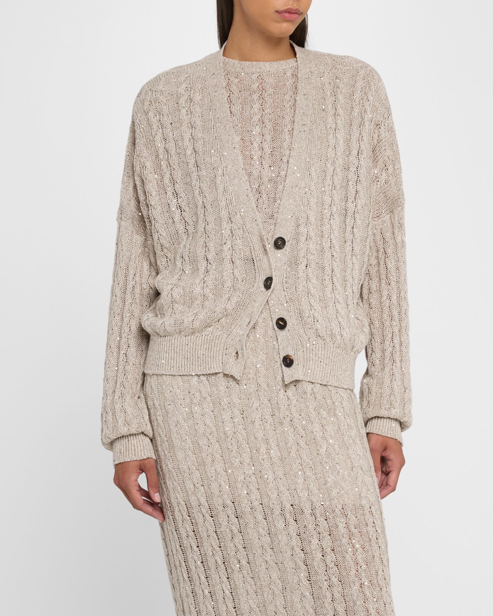 Pull Brunello Cucinelli En Lin Avec Paillettes - Épaules Dénudées - Taille 2XL - Neuf