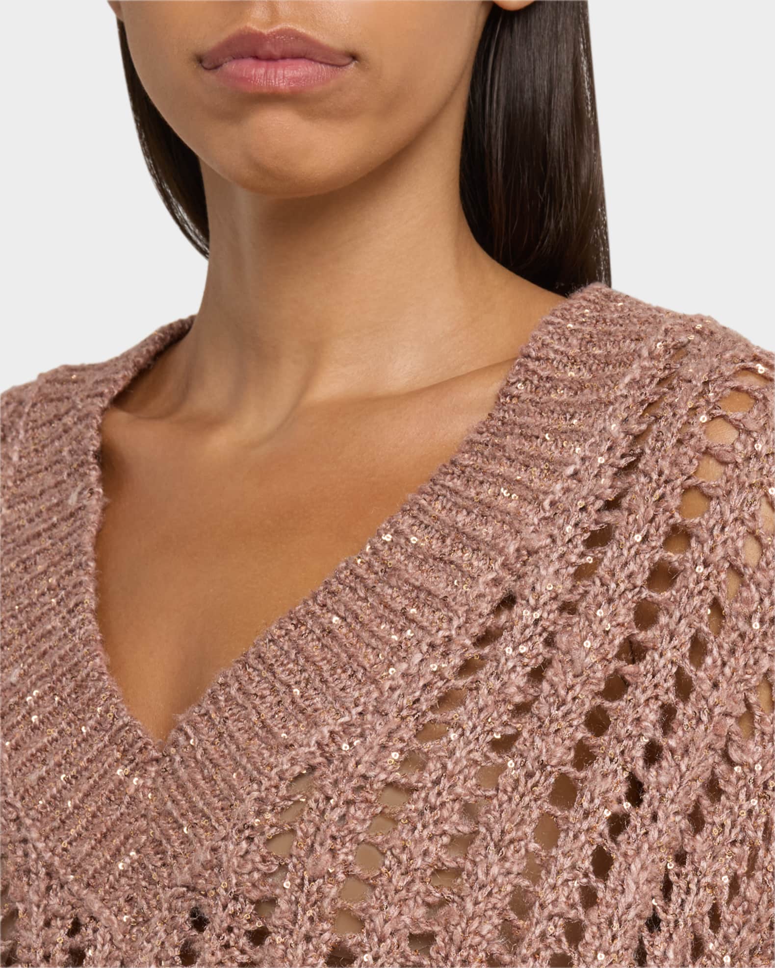 Openwork Tassel V- neck Sweaters Openwork Tassel V- neck Sweaters