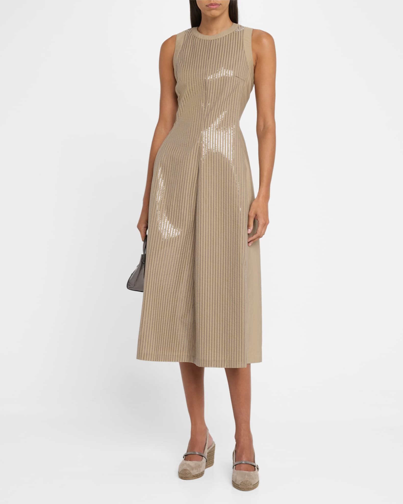 Front Sequined Techno Poplin Corset Midi Dress 1