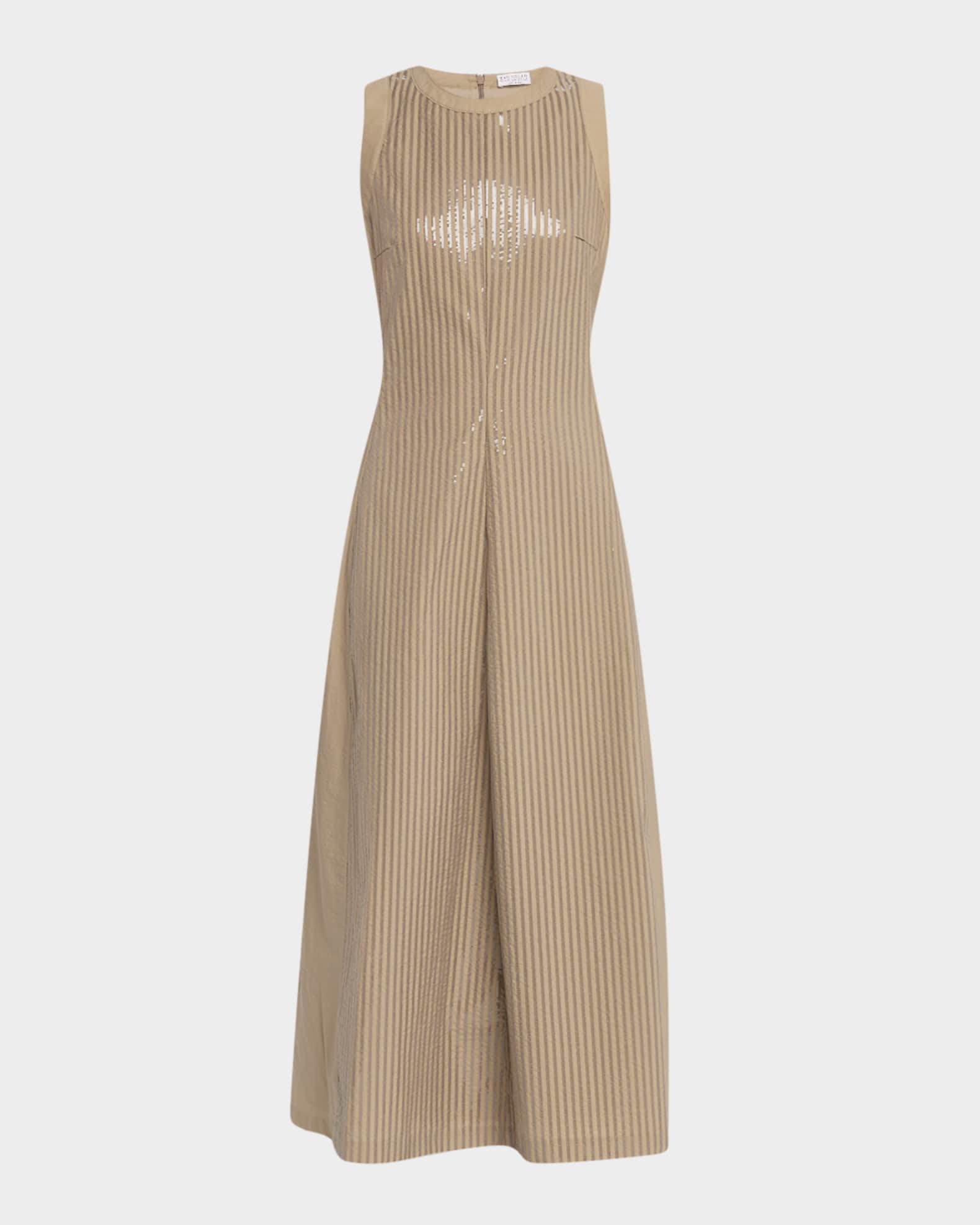 Front Sequined Techno Poplin Corset Midi Dress 0