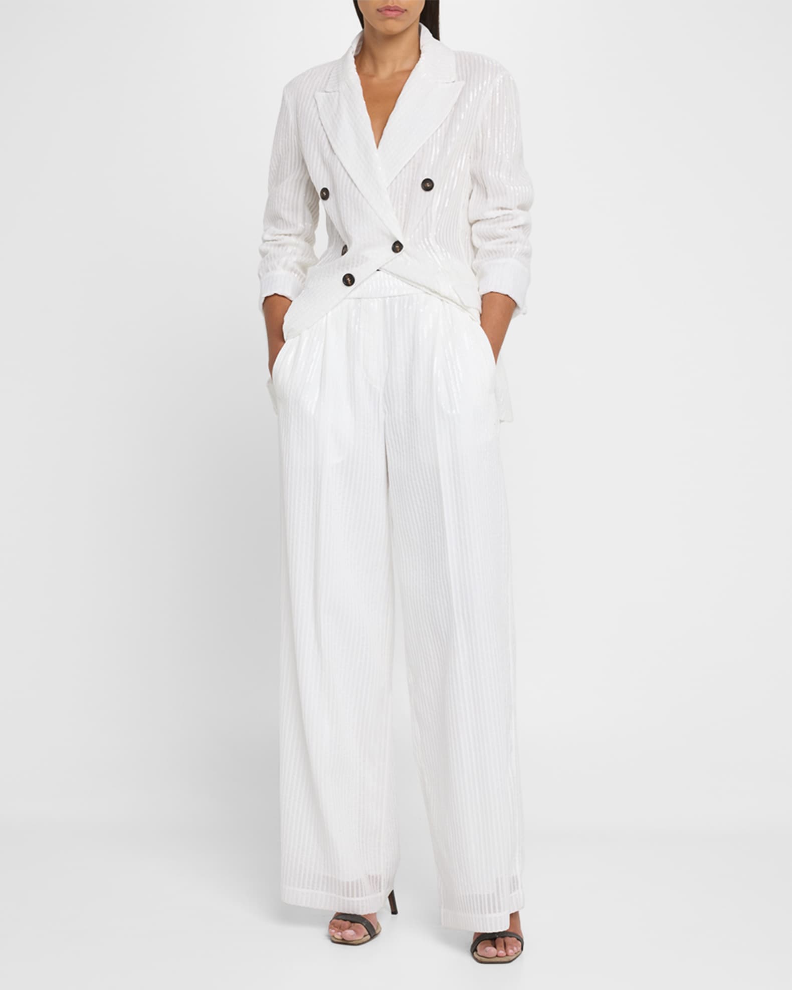 Stripe Sequined Wide Leg Organza Pants 1