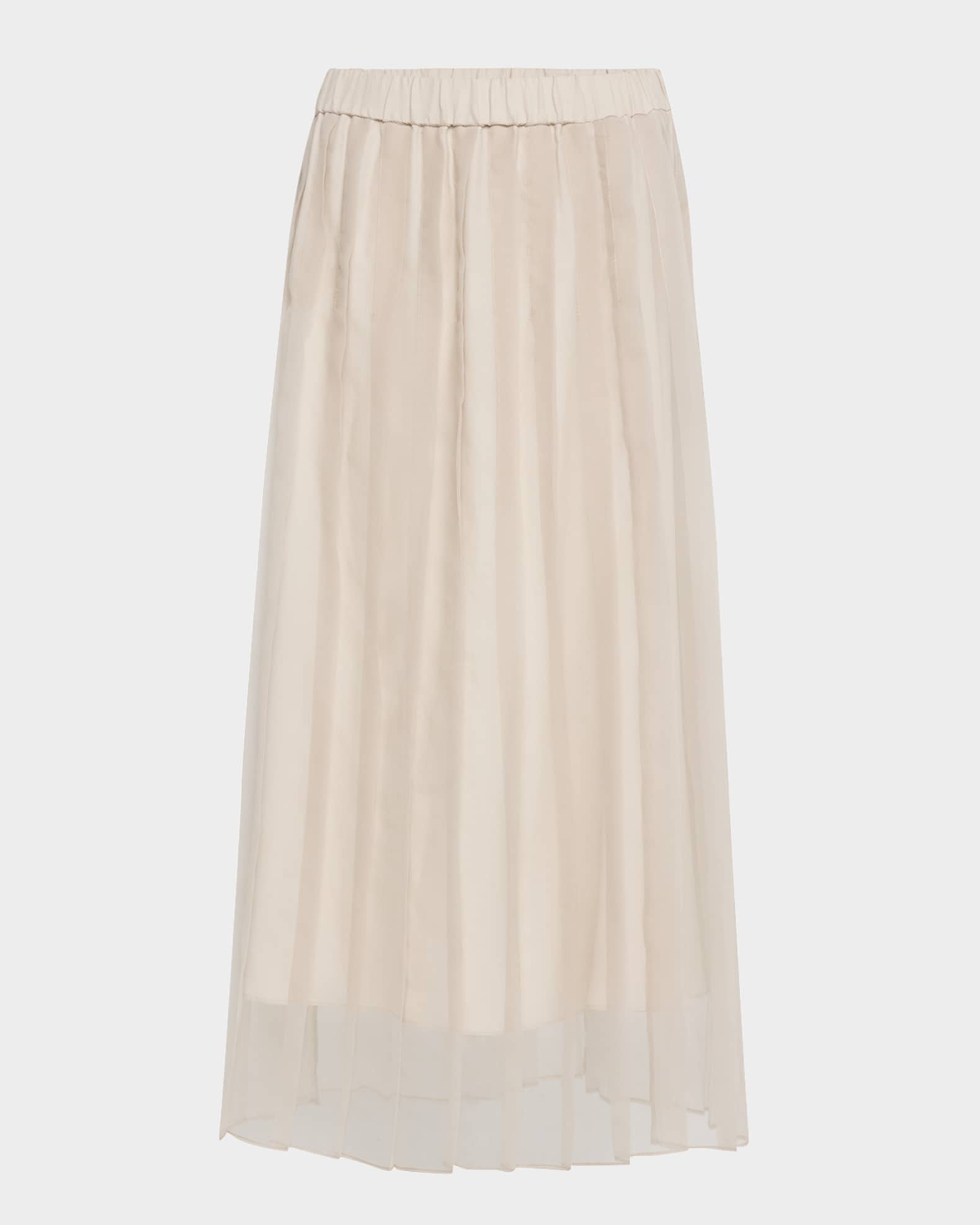 Crispy Silk Chiffon Pleated Midi Skirt 0