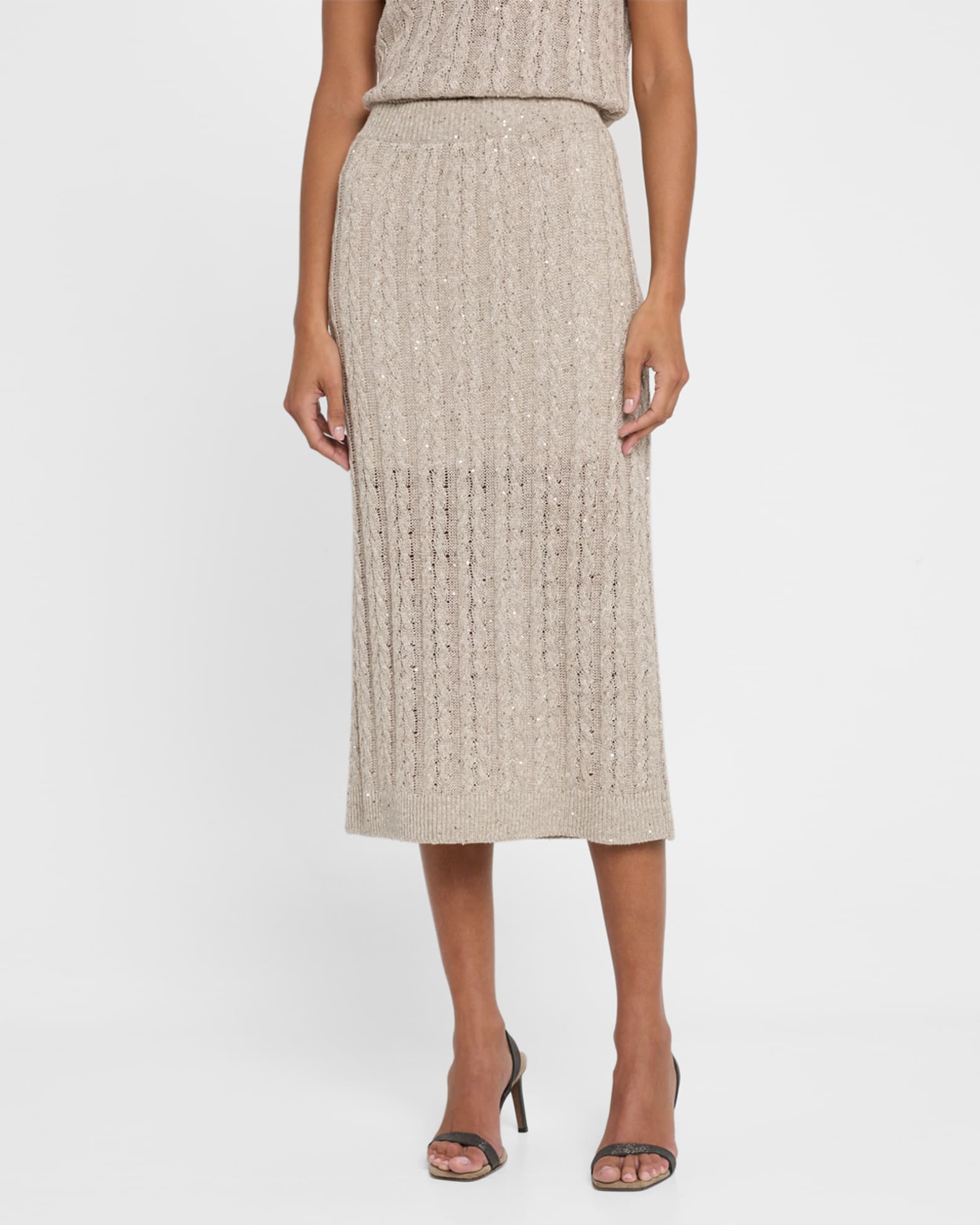 スカート BRUNELLO CUCINELLI Women Mid Skirts ML138G3753 C9002 Beige Circle skirt for Woman in Khaki | Brunello Cucinelli
