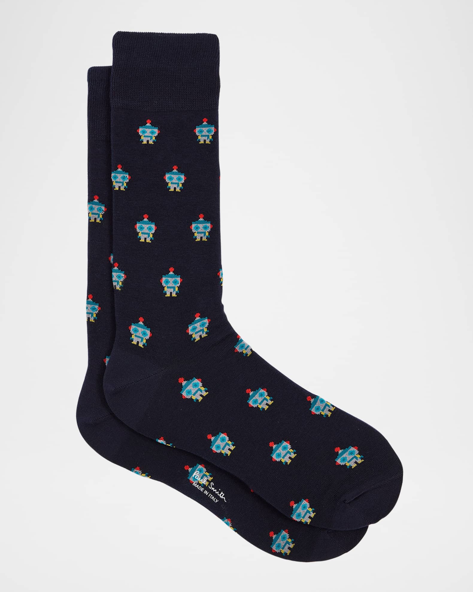 Men's Yen Robot Cotton-Stretch Crew Socks 0