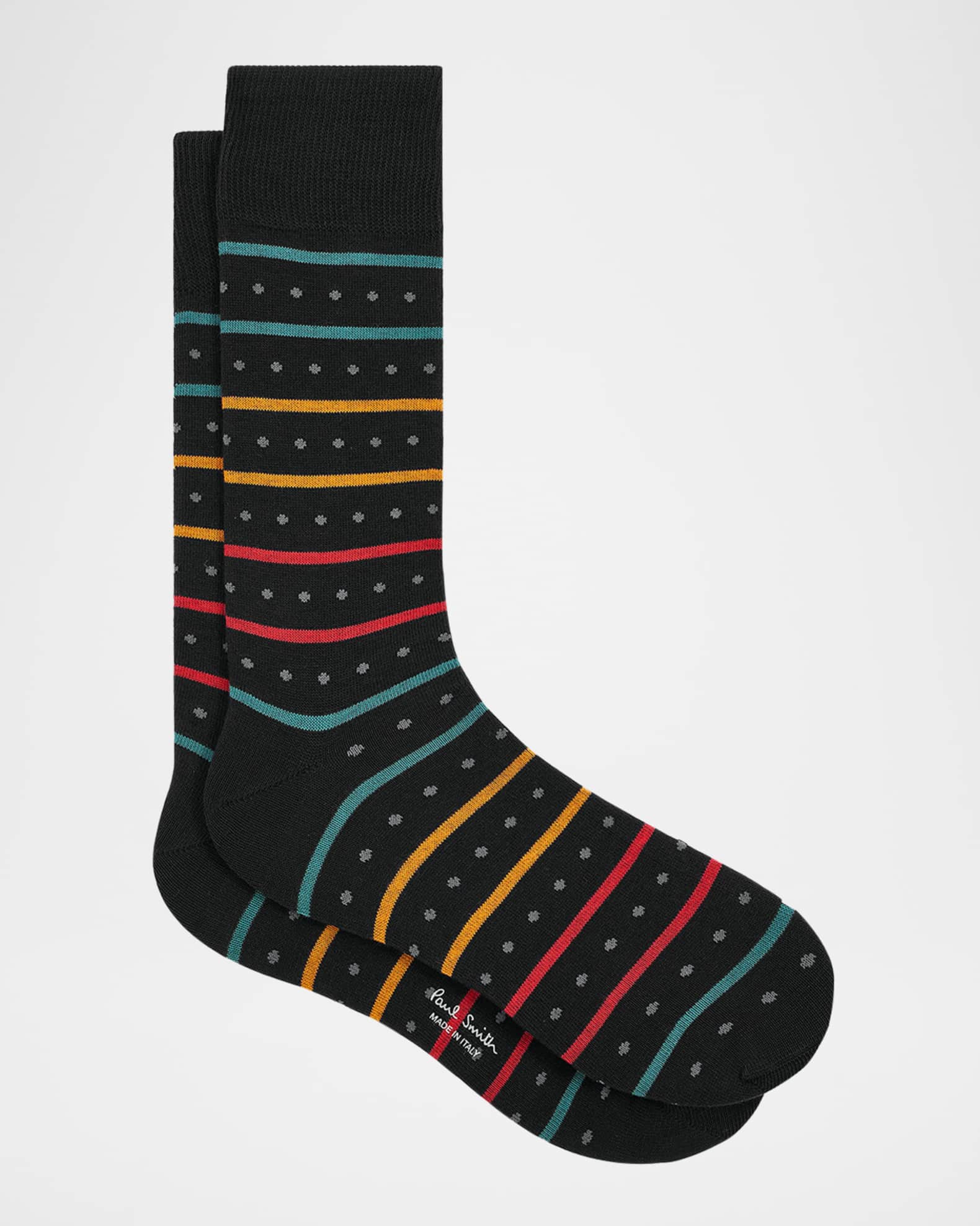 Men's Iago Spot Stripe Cotton-Stretch Crew Socks 0