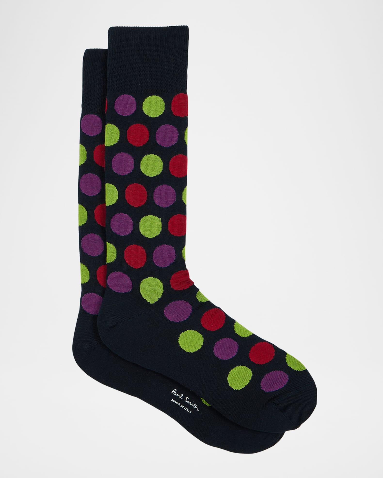 Men's Ilario Polka Dot Cotton-Stretch Crew Socks 0