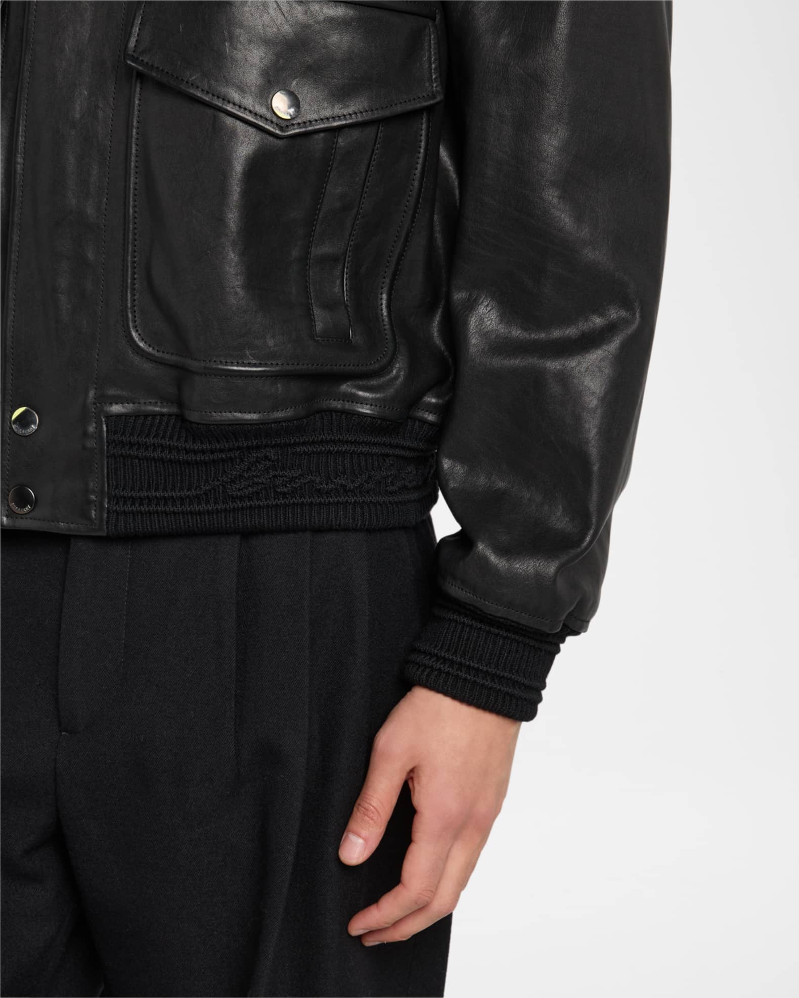 Burberry Men's Leather Bomber Jacket | Neiman Marcus