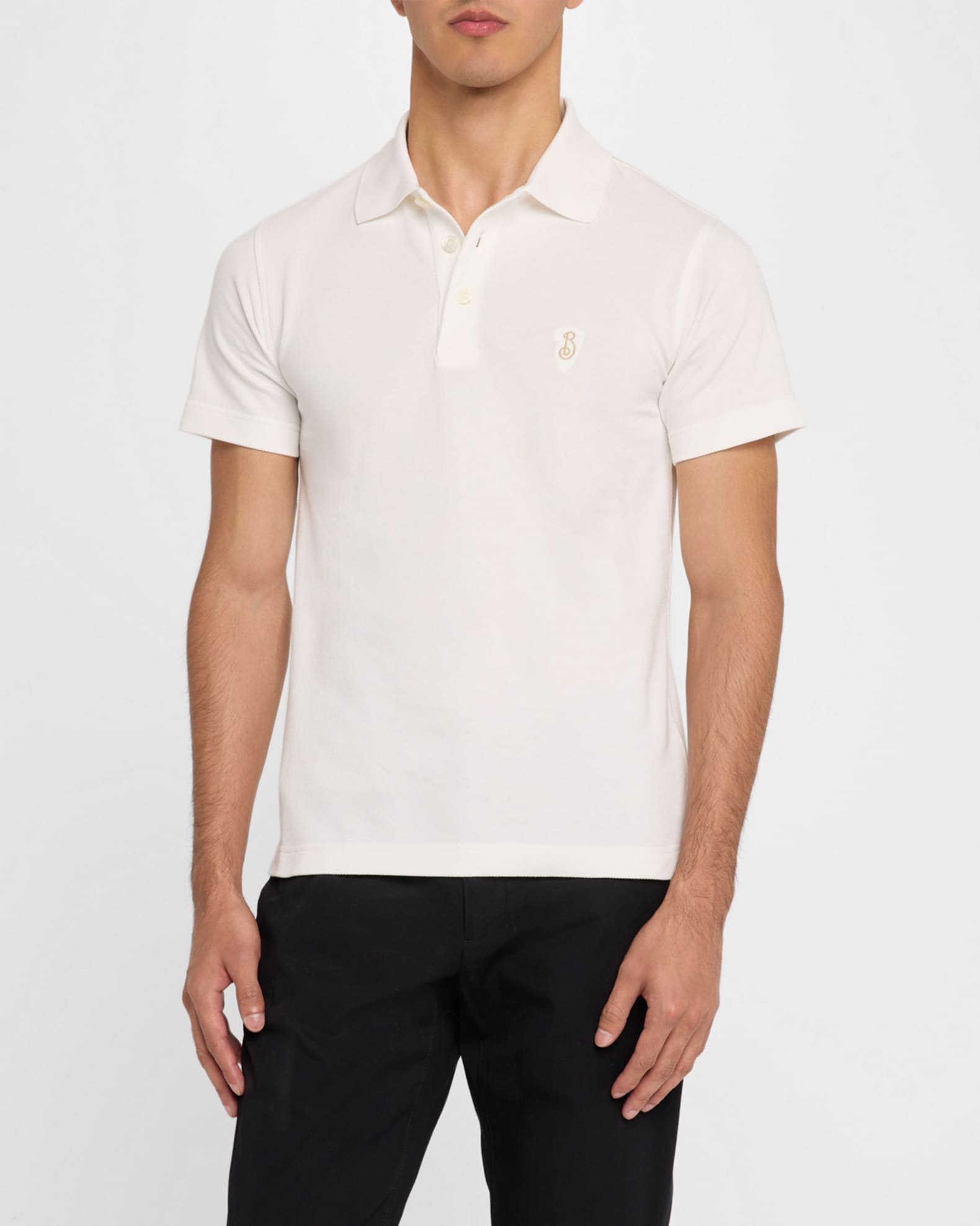 Tシャツ・カットソー BURBERRY White Piquet Polo Shirt Burberry Men's Pique Crest Polo Shirt | Neiman Marcus