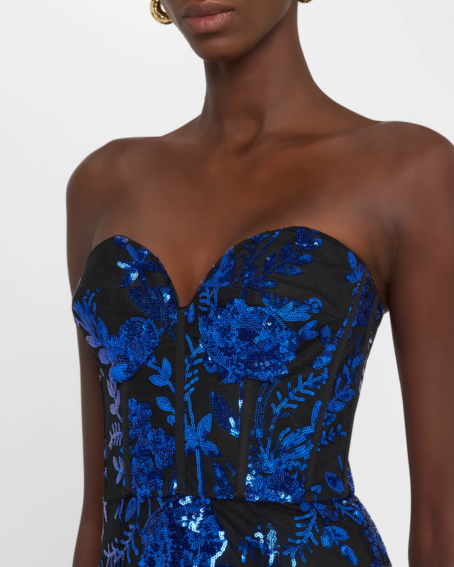 Dress the Population Black Label Carina Floral Sequin Sweetheart