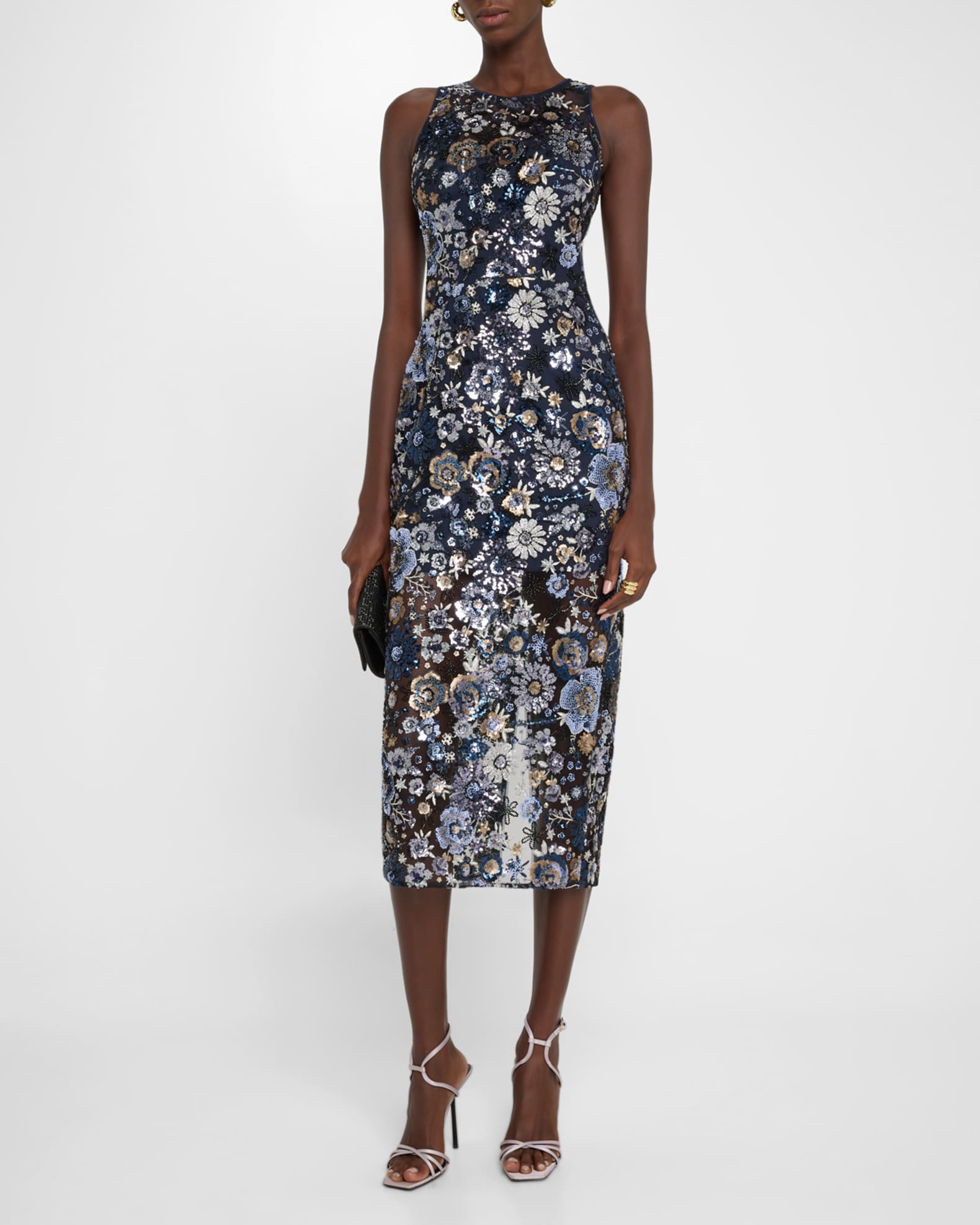 Dress the Population Black Label Helena Sequin Floral Bodycon Midi