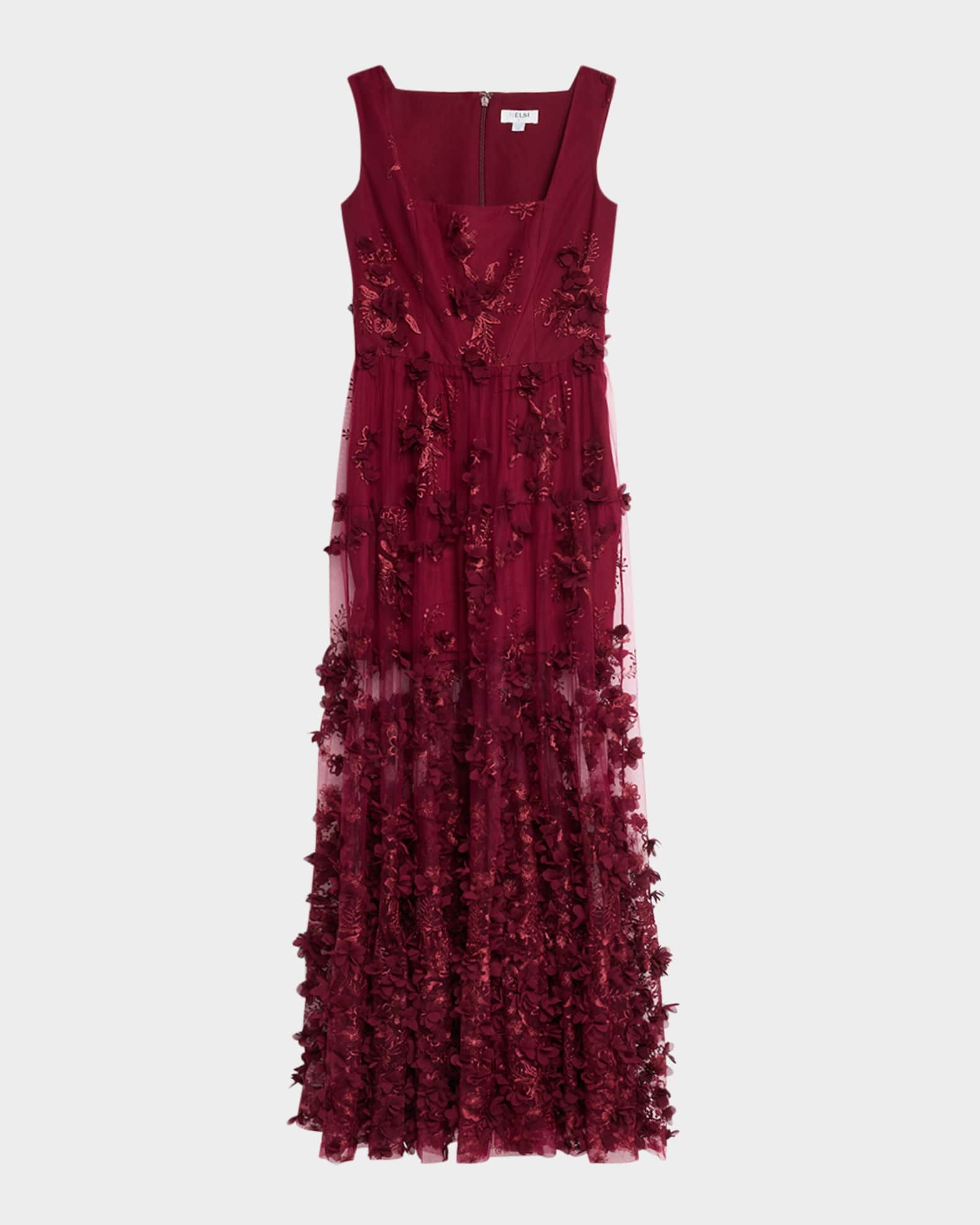Kate Embroidered Floral Applique Gown 0