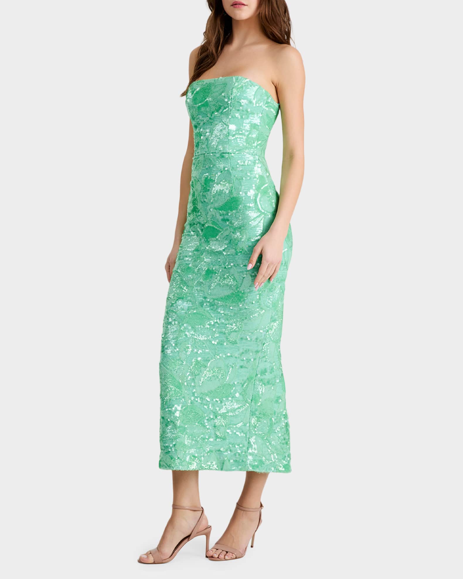helsi sequin dress Women's Leslie Strapless Gown - Gray - Size L Gowns Make a stunning entrance at your next soire in this strapless gown with dazzling sequins arranged in a swirling pattern HELSI Isla Fit & Flare