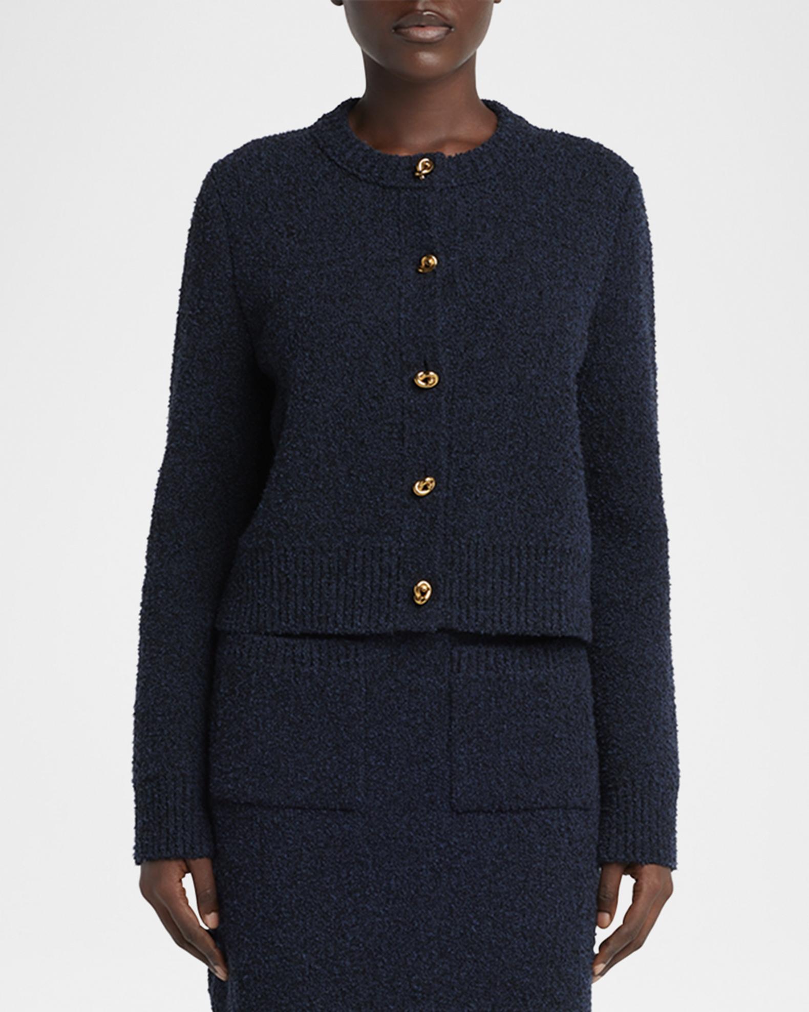 Bottega Veneta Knot-Button Boucle Knit Cardigan | Neiman Marcus