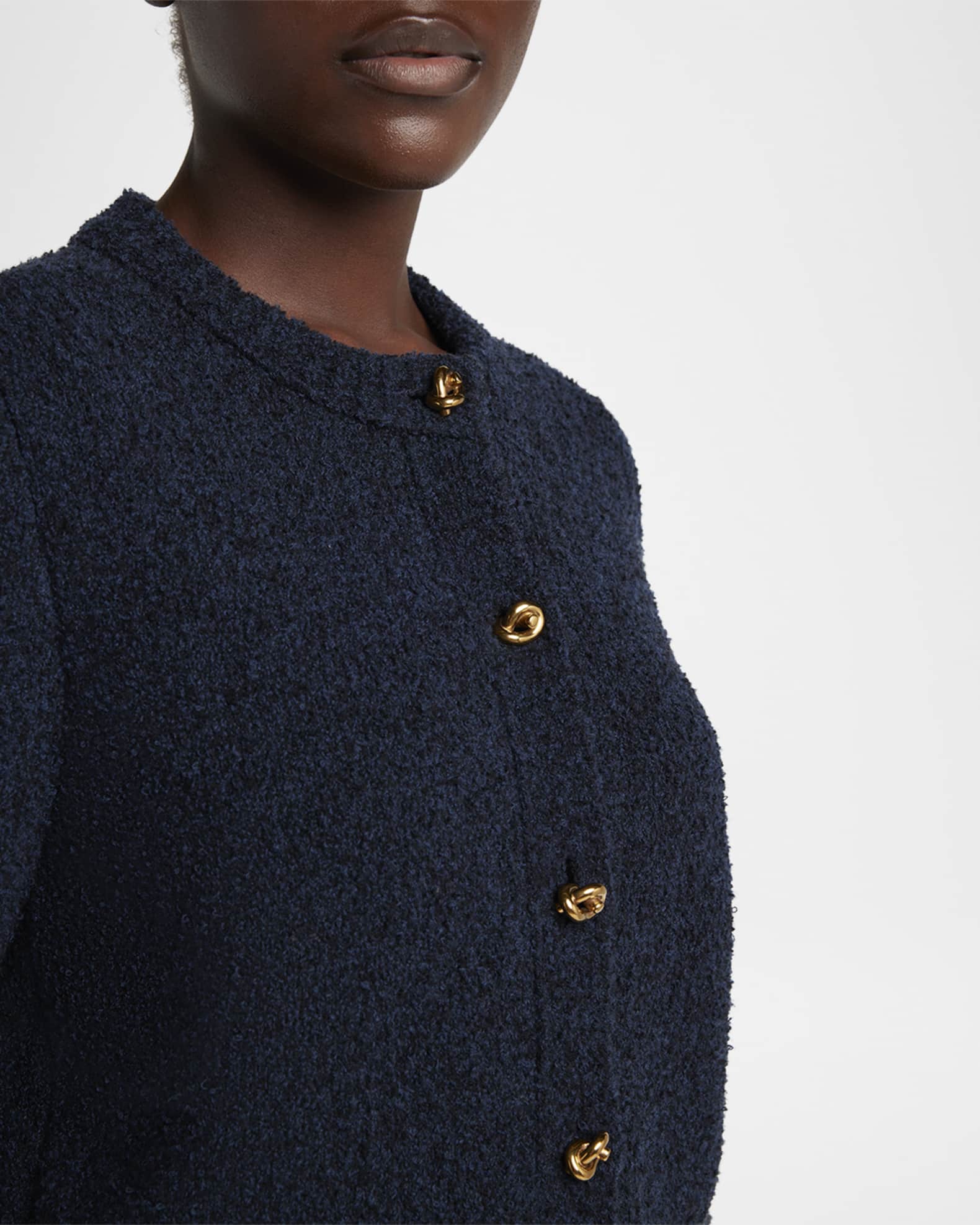 Bottega Veneta Knot-Button Boucle Knit Cardigan | Neiman Marcus