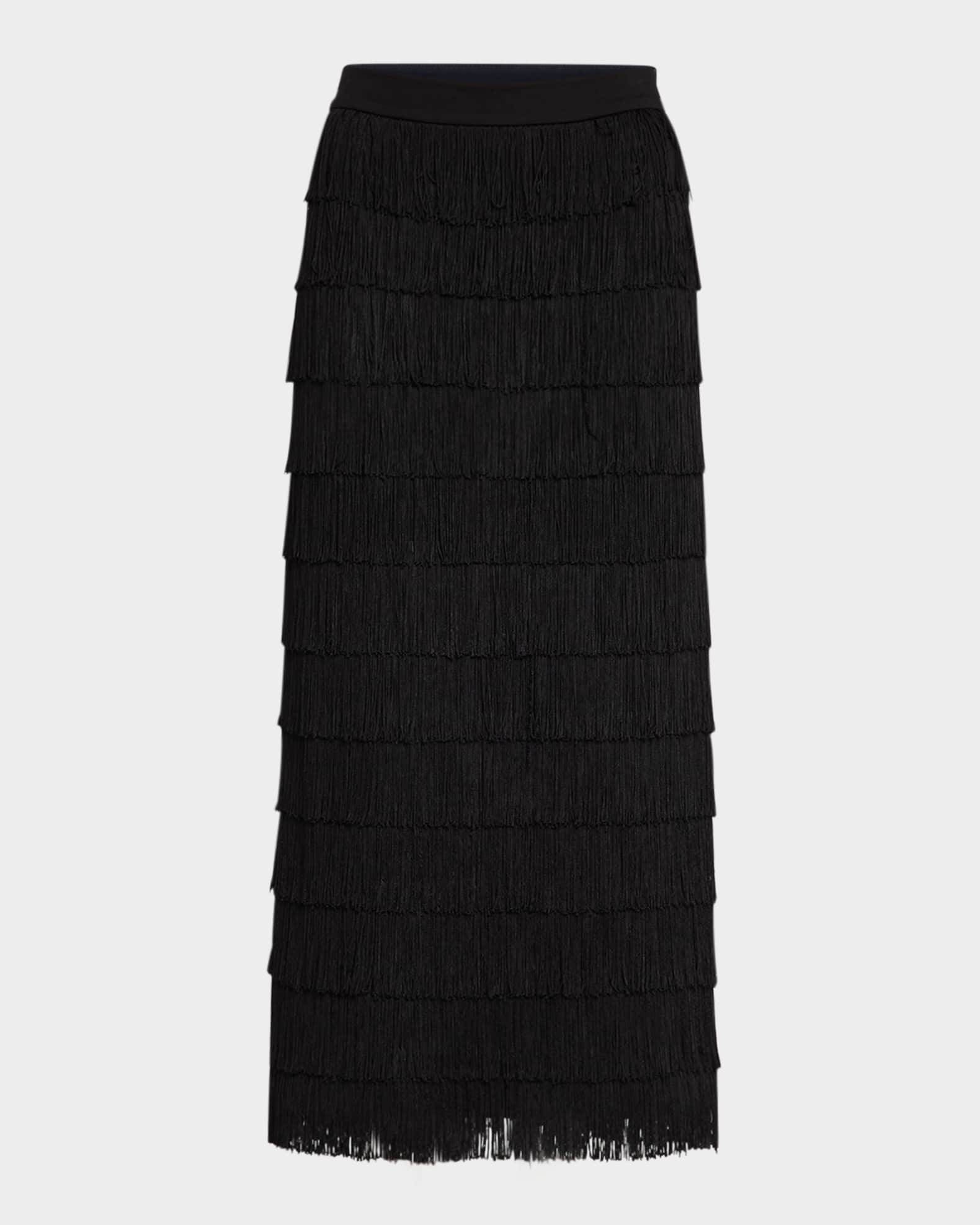 Emotional Essence II Fringe Tiered Midi Skirt 0