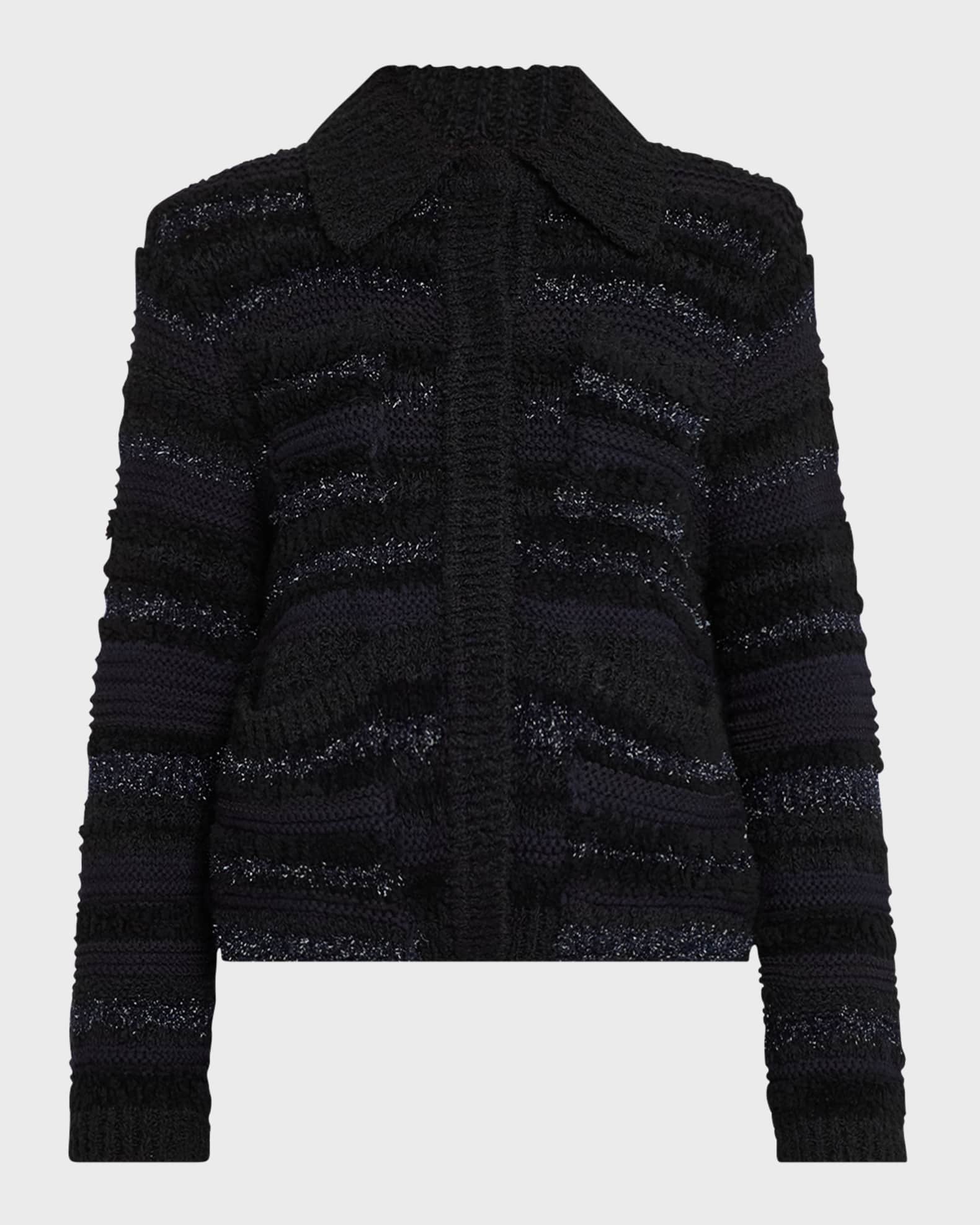 Bold Structure Shimmer Knit Cardigan 0