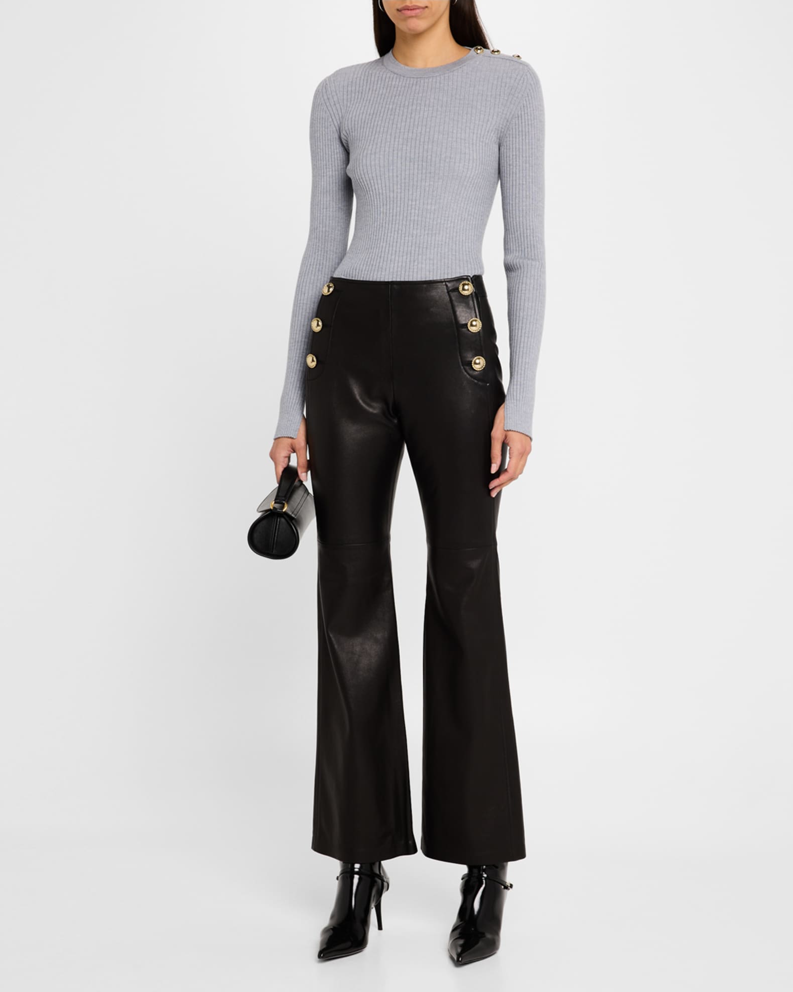 Sleek Statement Flare-Leg Leather Pants 1
