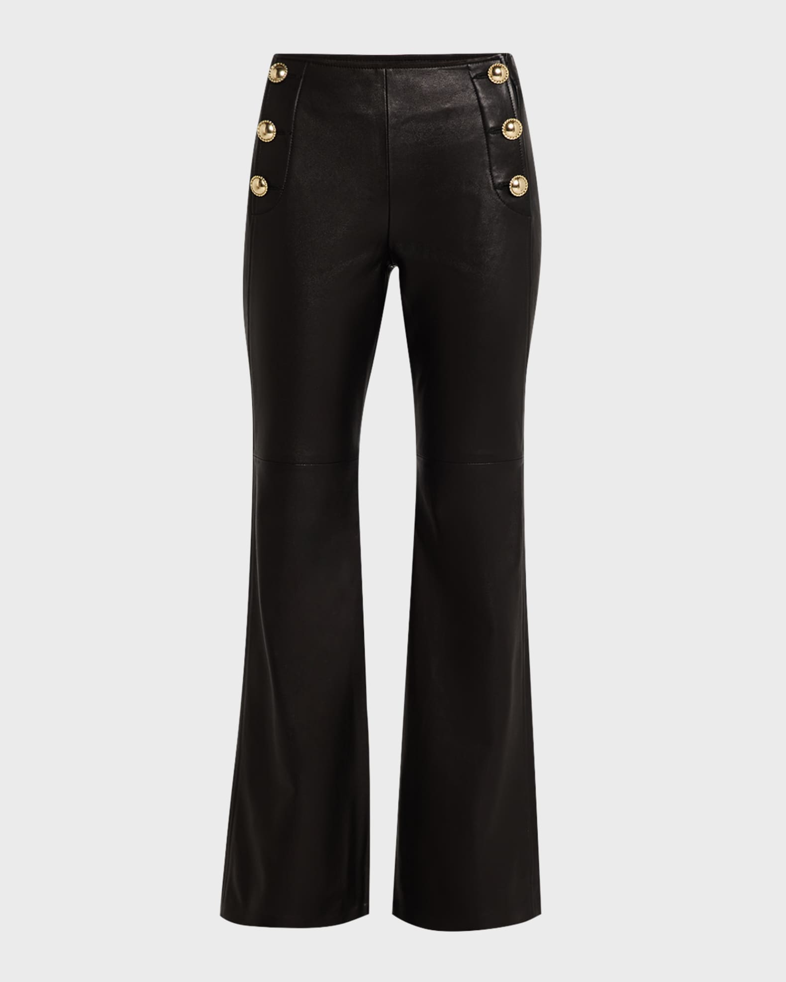 Sleek Statement Flare-Leg Leather Pants 0