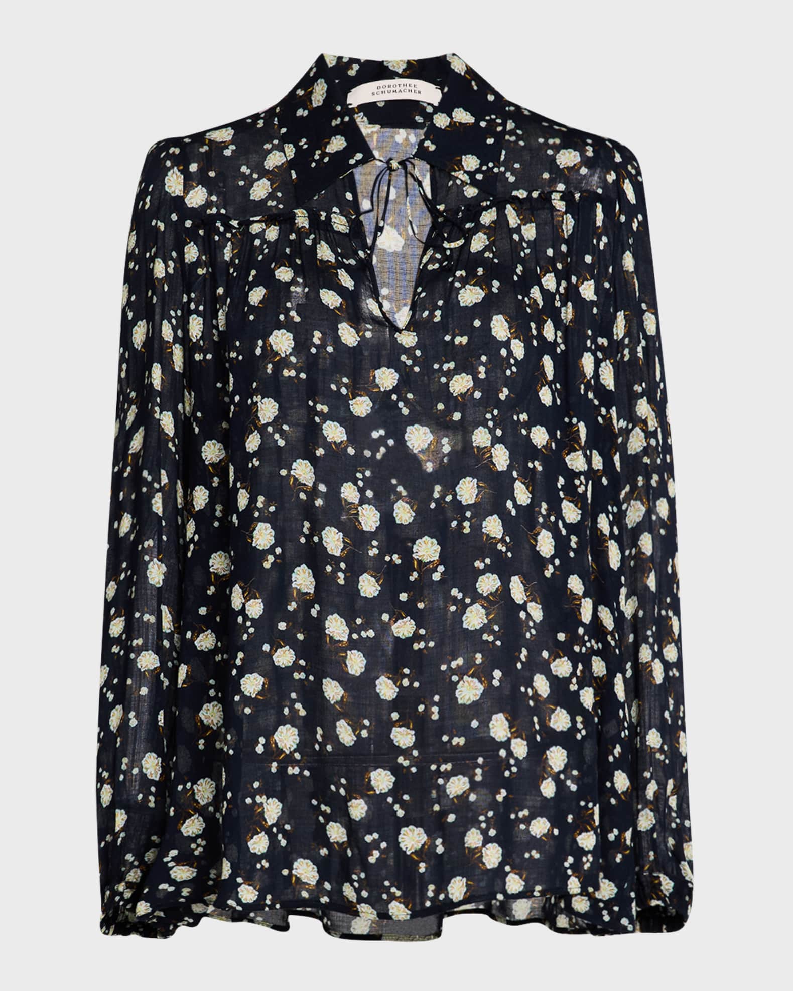 Floral Volumes Printed Ruffle-Trim Blouse 0