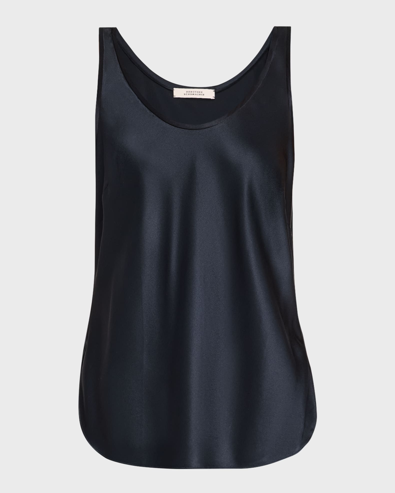 Sense Of Shine I Scoop-Neck Silk Satin Top 0