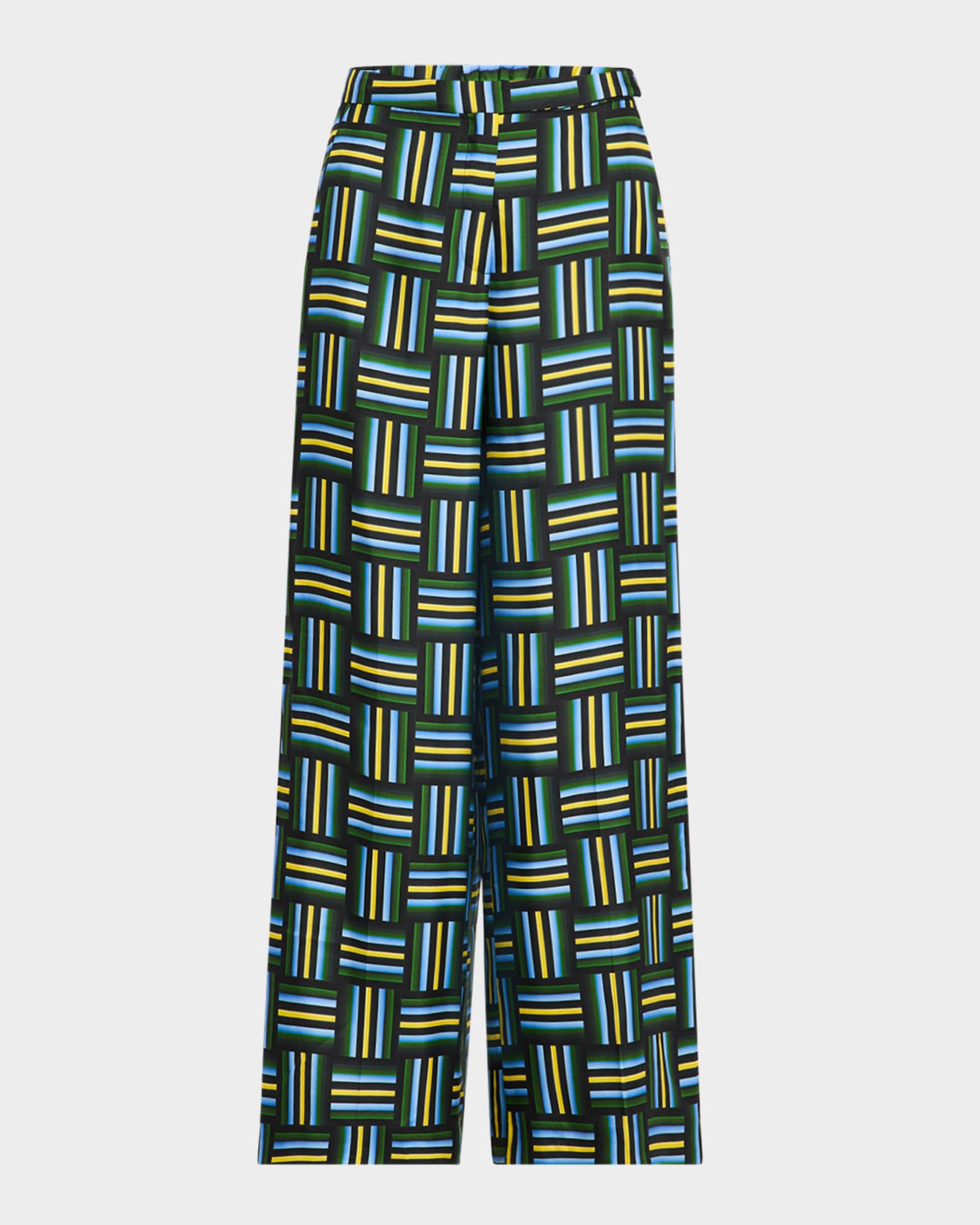 Graphic Drapes I Geometric-Print Twill Pants 0
