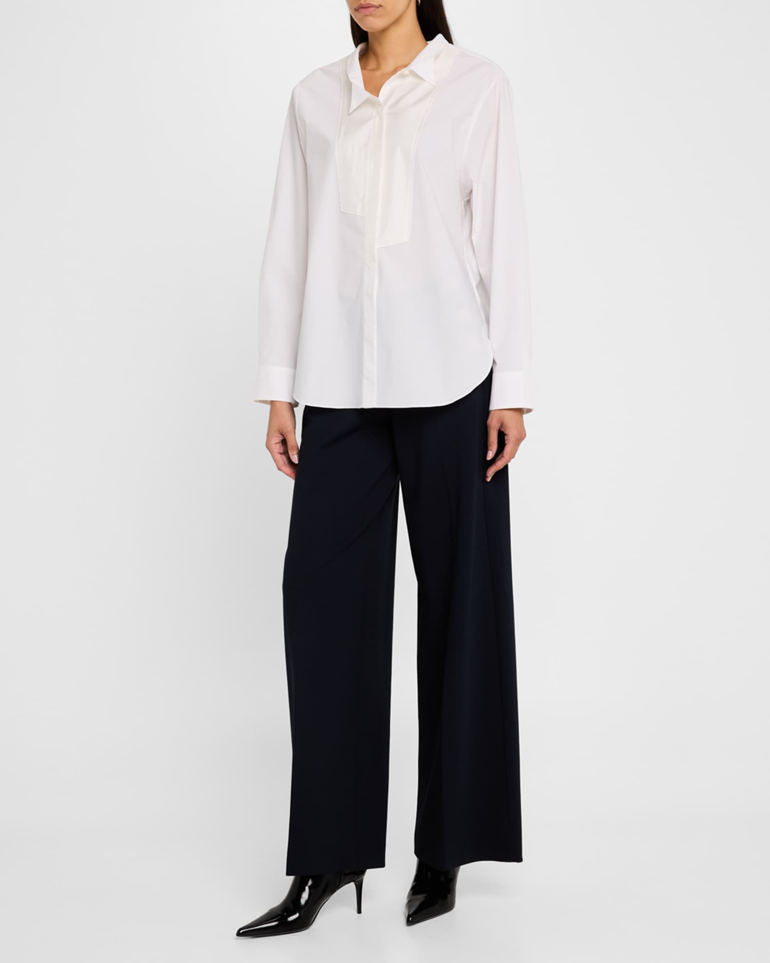 Poplin Power Asymmetric Button-Down Blouse 1