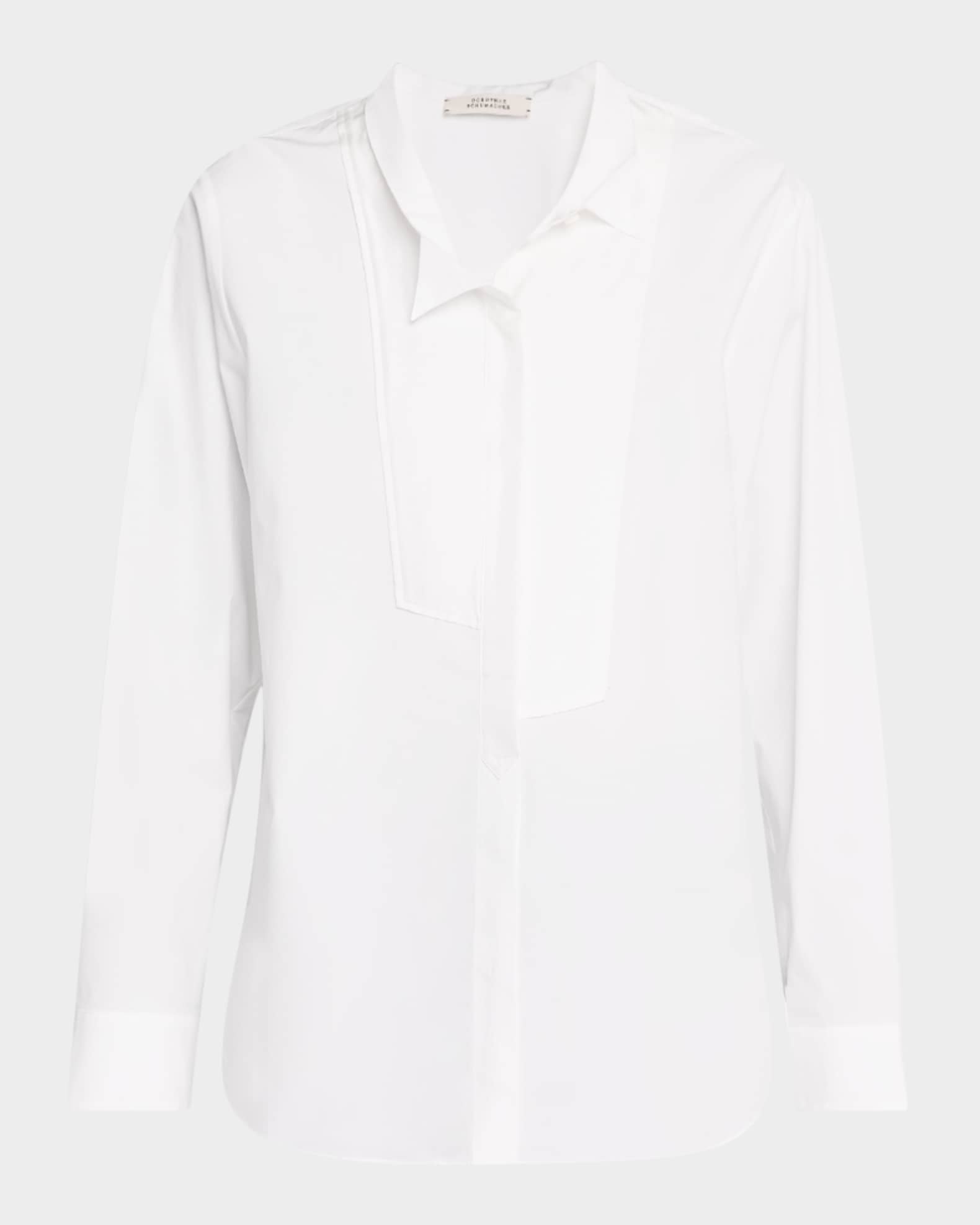Poplin Power Asymmetric Button-Down Blouse 0