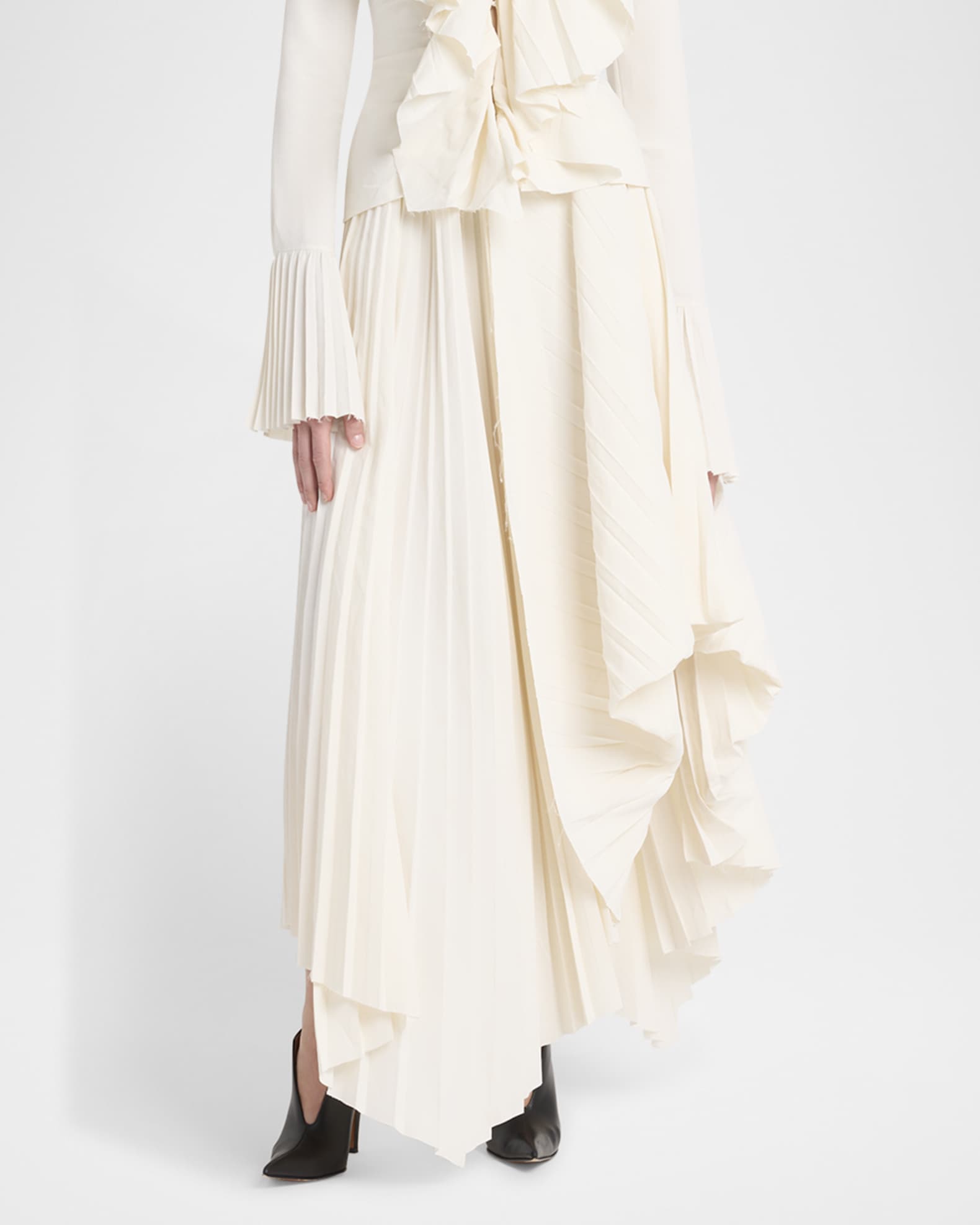 Pleated Asymmetric Draped Midi Skirt 1