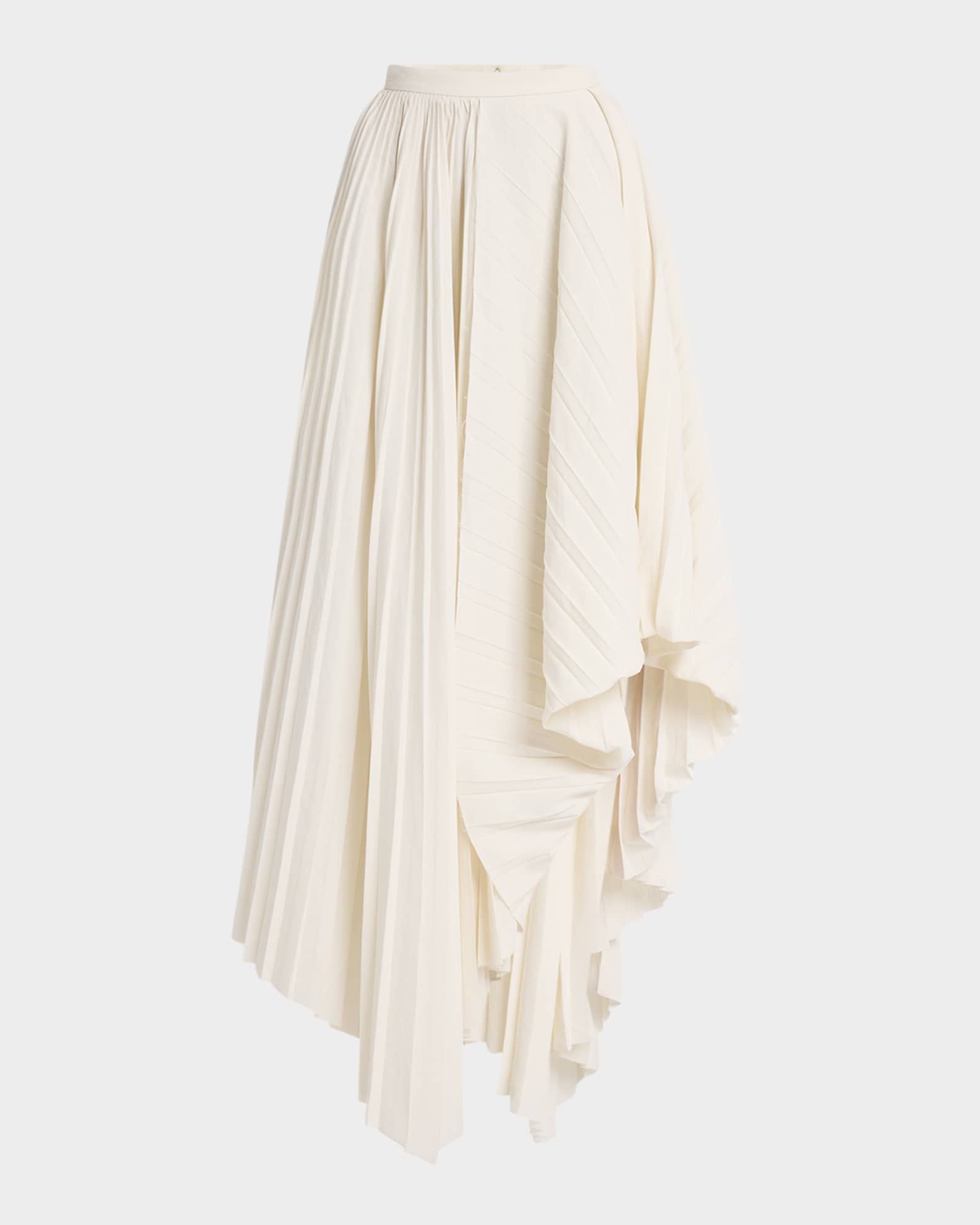 Pleated Asymmetric Draped Midi Skirt 0