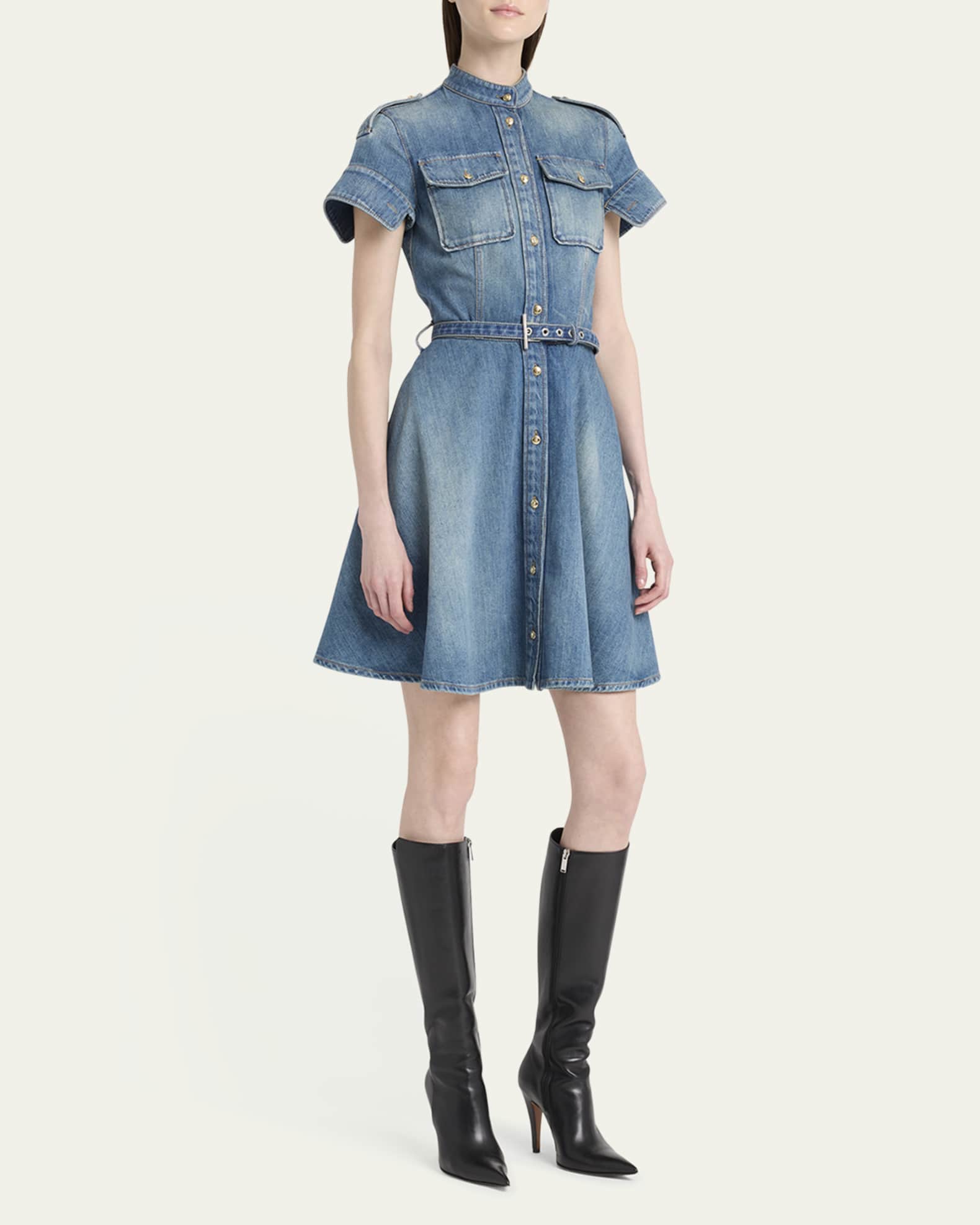 Belted Denim Mini Shirtdress | Gap