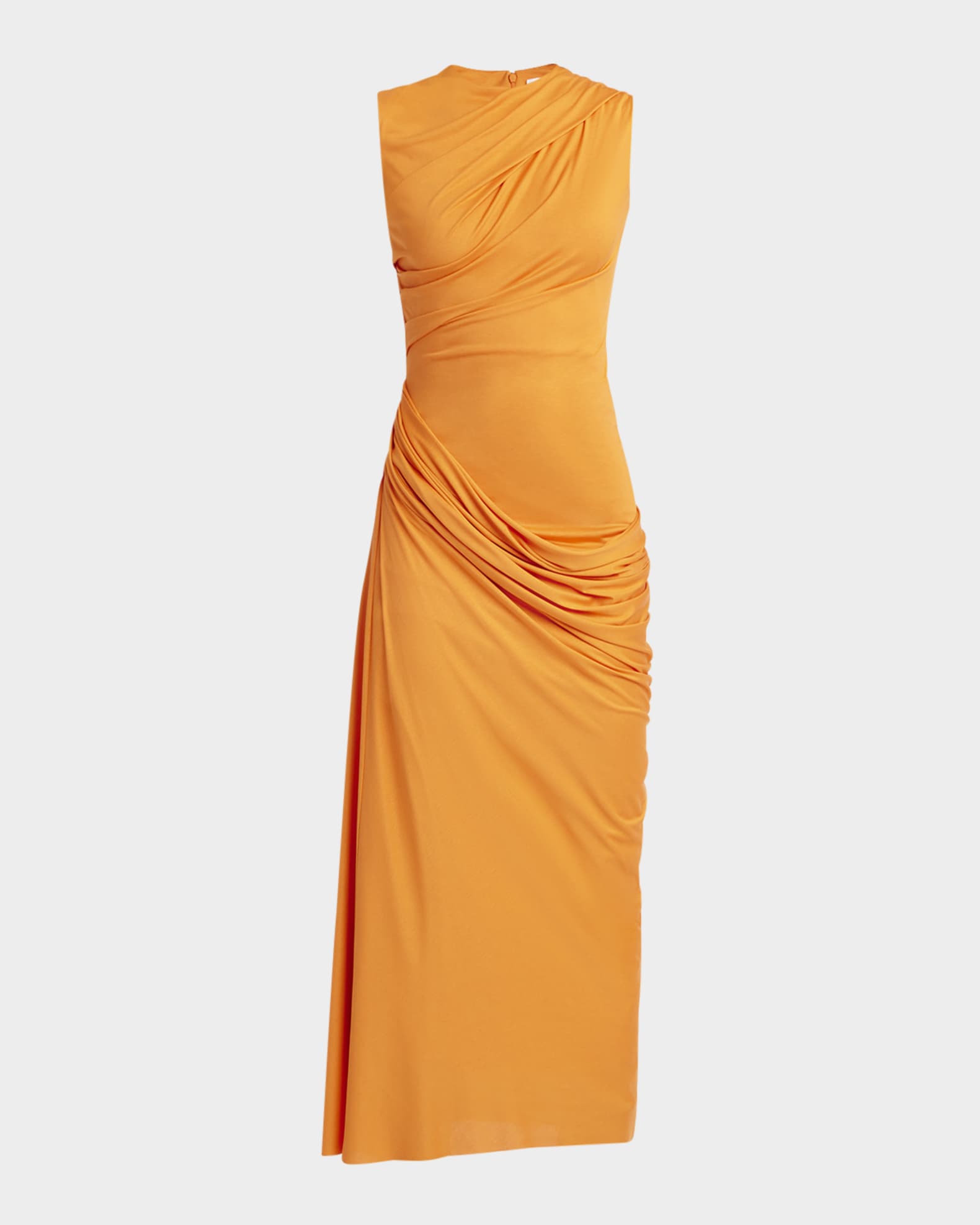Sleeveless Draped Silk Jersey Midi Dress 0