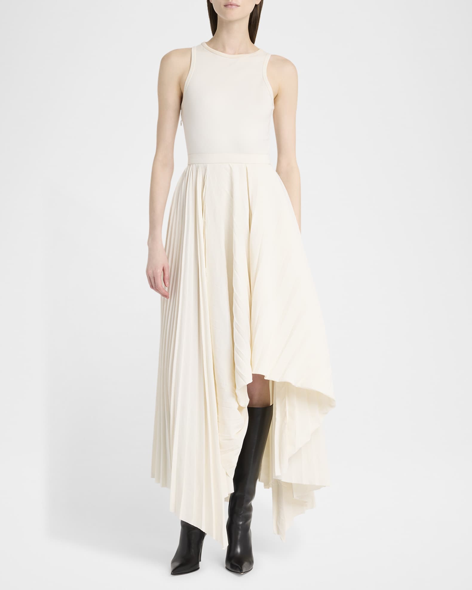 Sleeveless Pleated Skirt Maxi Dress 1