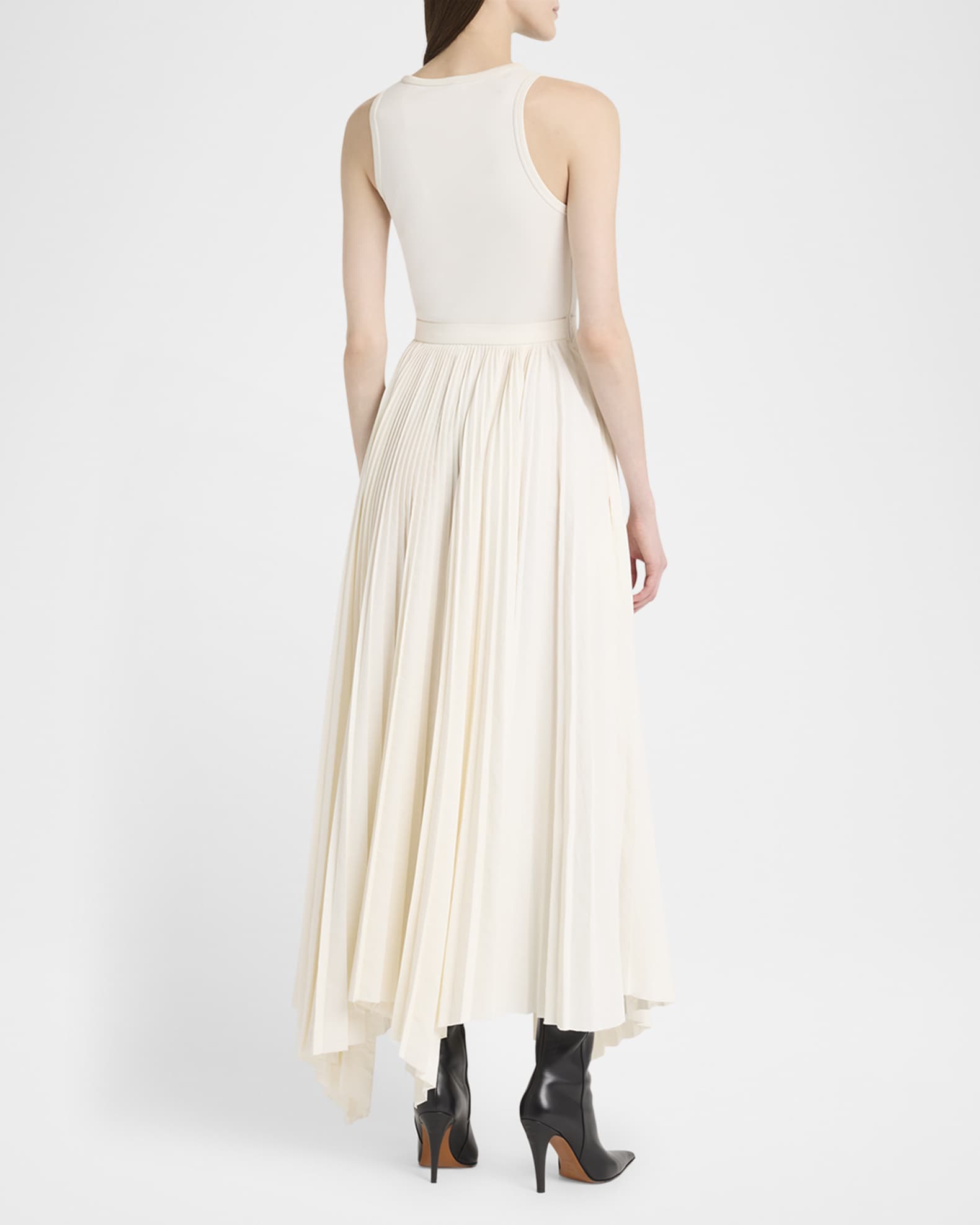 McQueen Sleeveless Pleated Skirt Maxi Dress | Neiman Marcus
