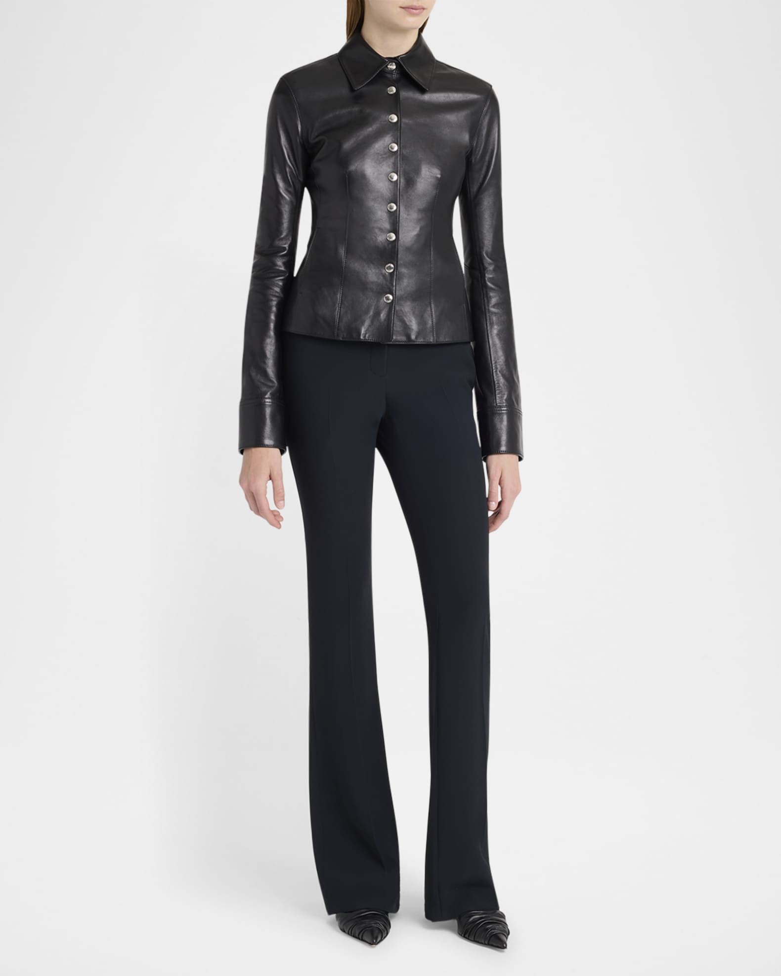 Leather Button-Down Top 1