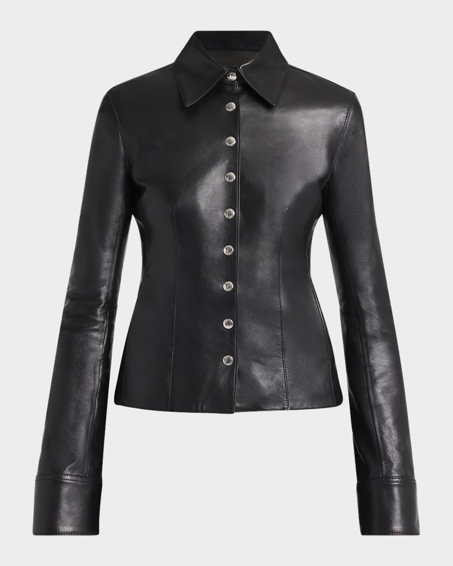 Leather Button-Down Top 0