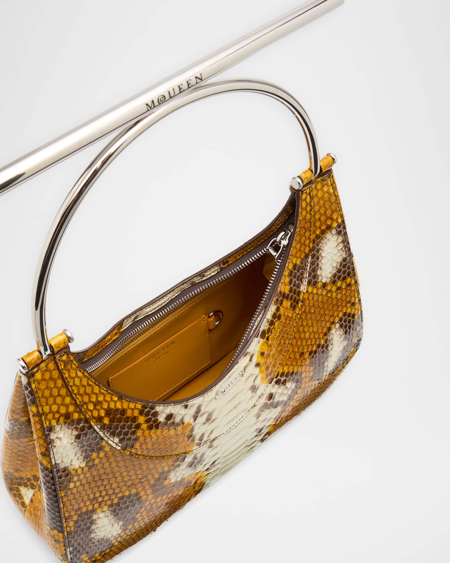 McQueen T-Bar Python Top-Handle Bag | Neiman Marcus