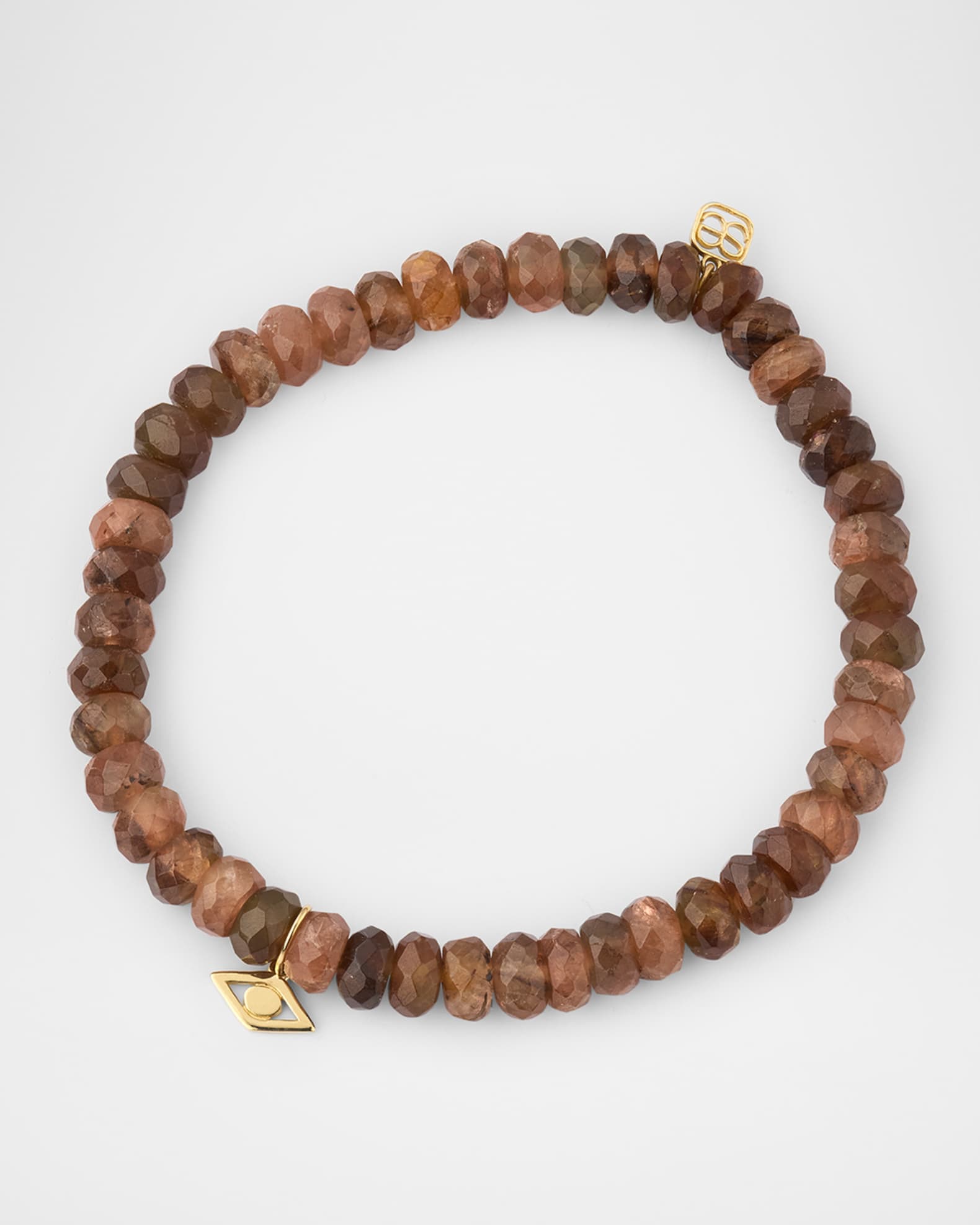 Tiny Pure Evil Eye Charm on Andalusite Faceted Rondelle Bead Bracelet 0
