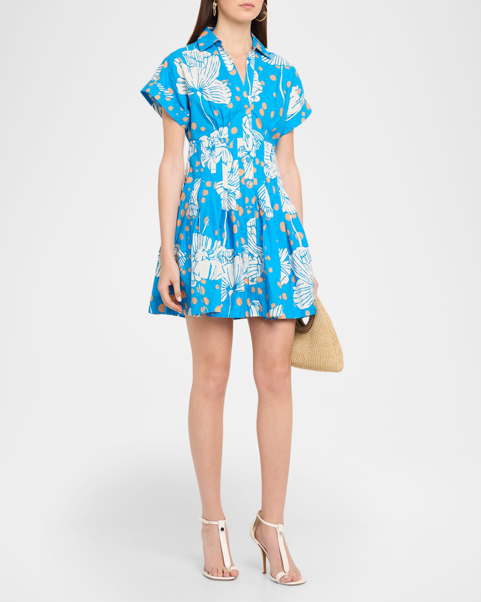 Cara Cara Nash Printed Button-Front Mini Dress | Neiman Marcus