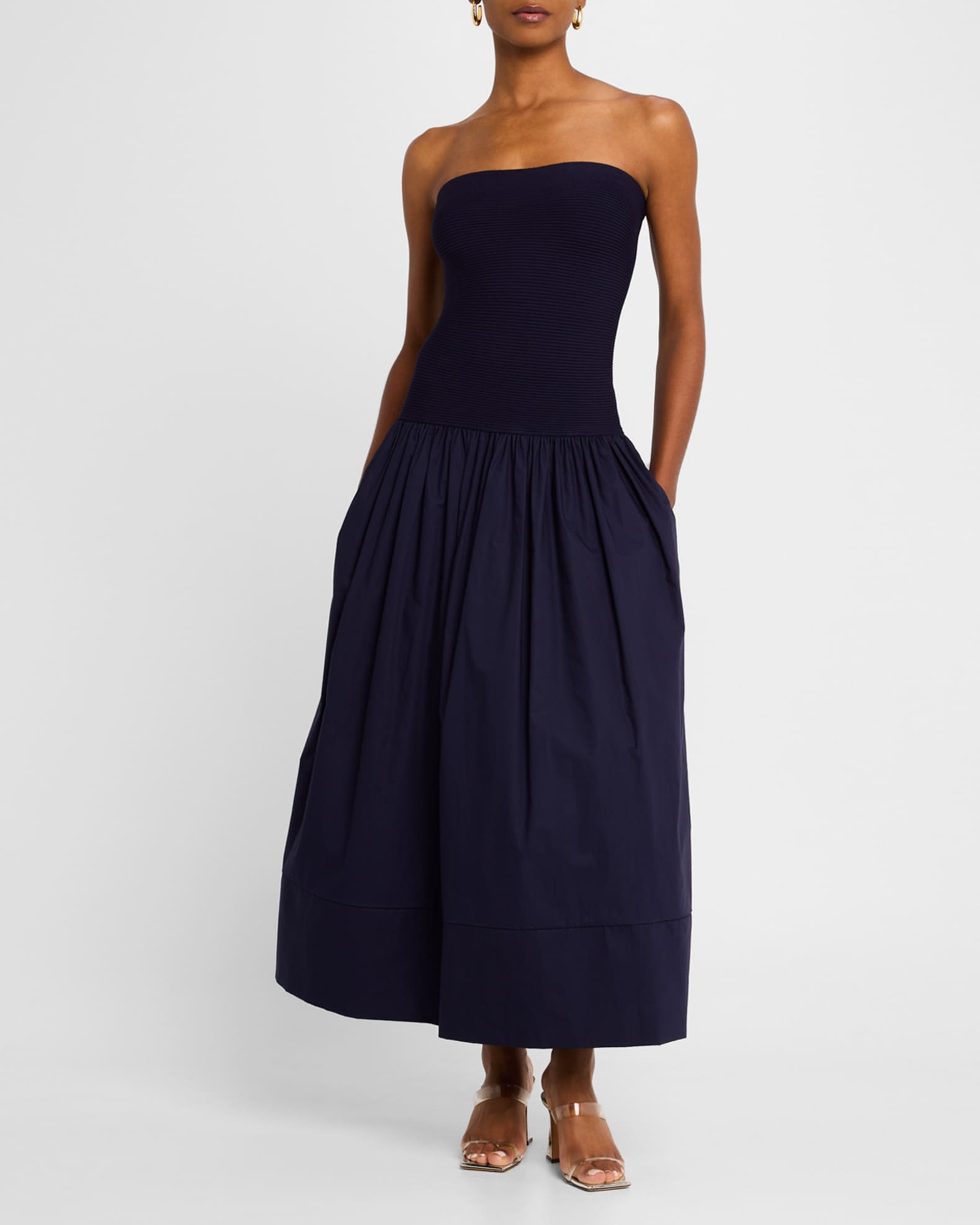 Glasbury Strapless Drop-Waist Midi Dress 1