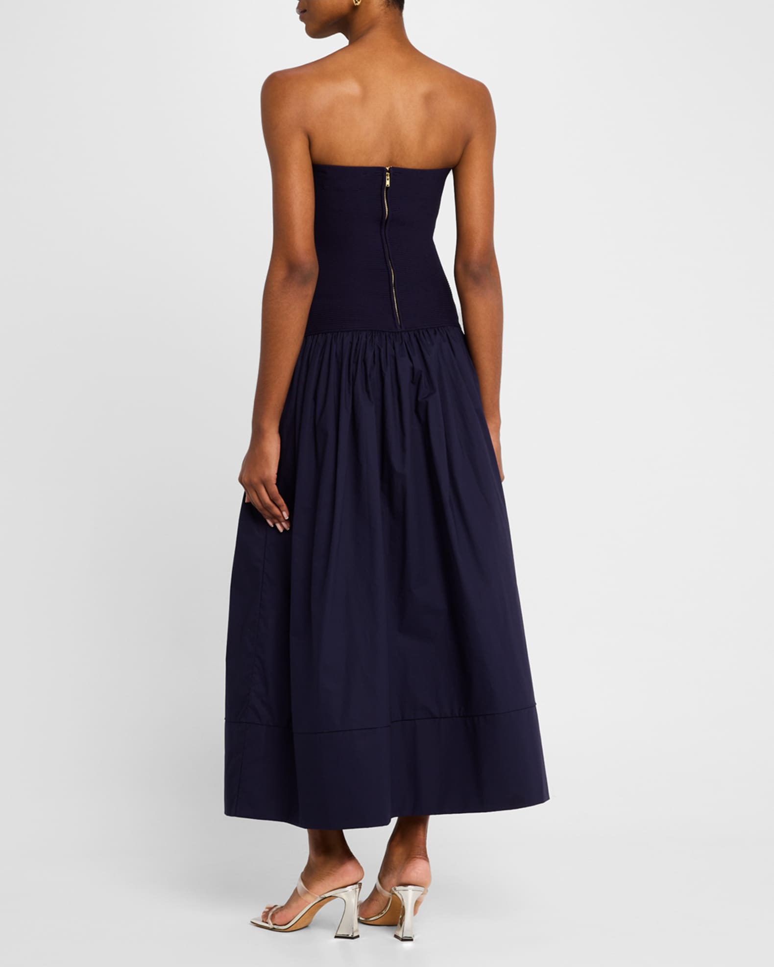 Glasbury Strapless Drop-Waist Midi Dress