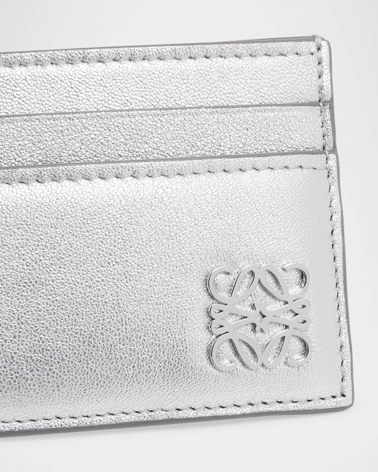 Loewe Anagram Card Holder in Metallic Leather | Neiman Marcus