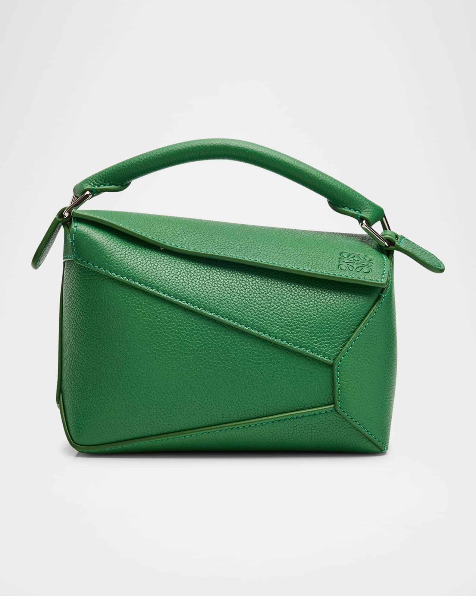 【関税&送料込】Loewe Puzzle Edge Small Handbag In Grainy Le Small Puzzle Edge bag in soft grained calfskin Green - LOEWE