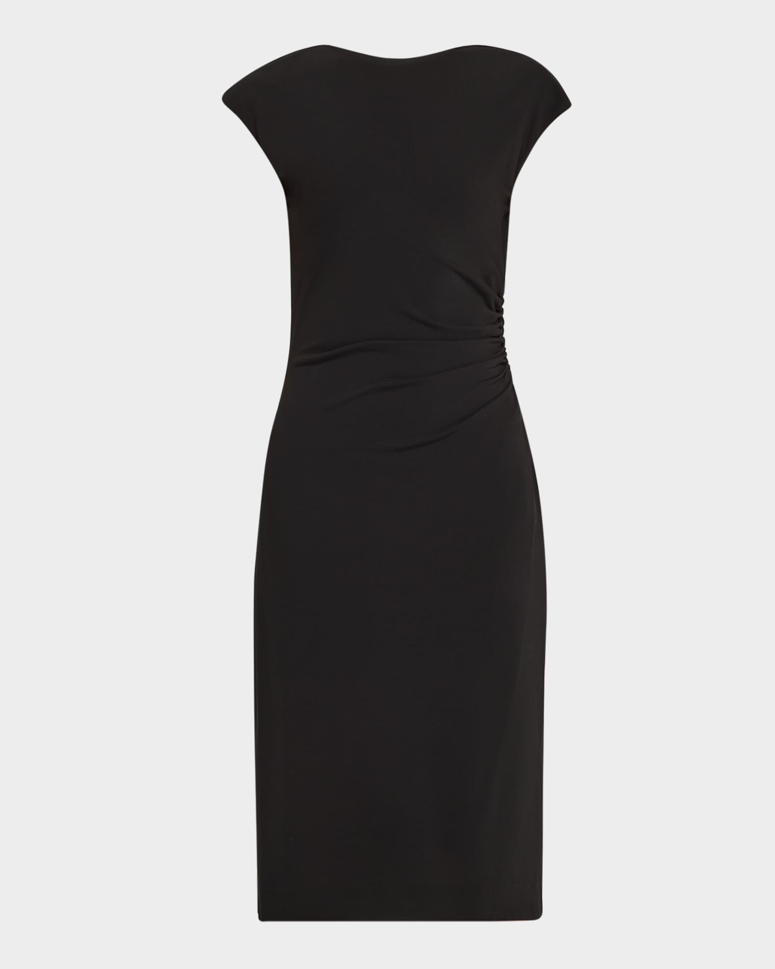 Ruched Boat-Neck Knee-Length Jersey Dress 0