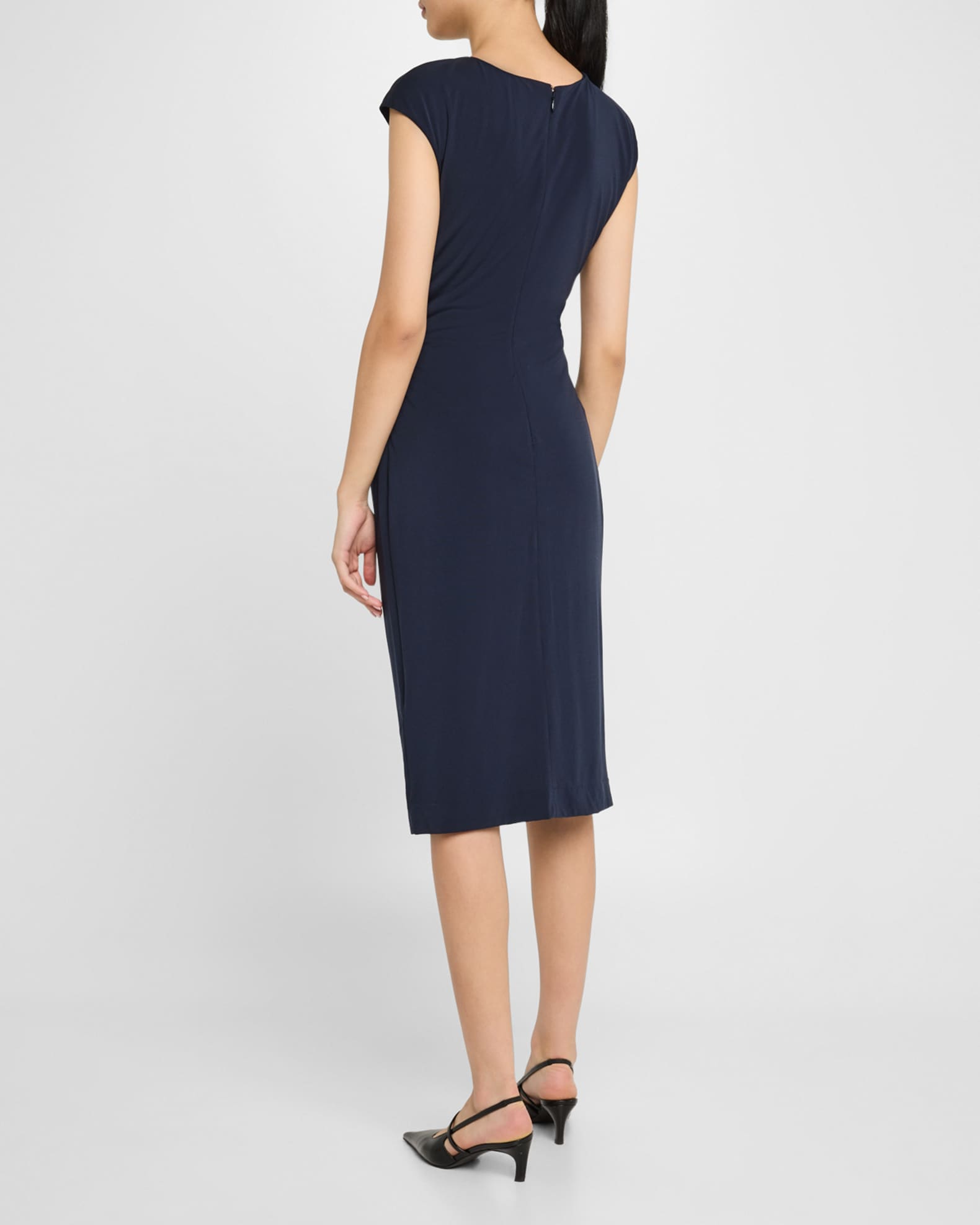 Emporio Armani Ruched Boat-Neck Knee-Length Jersey Dress