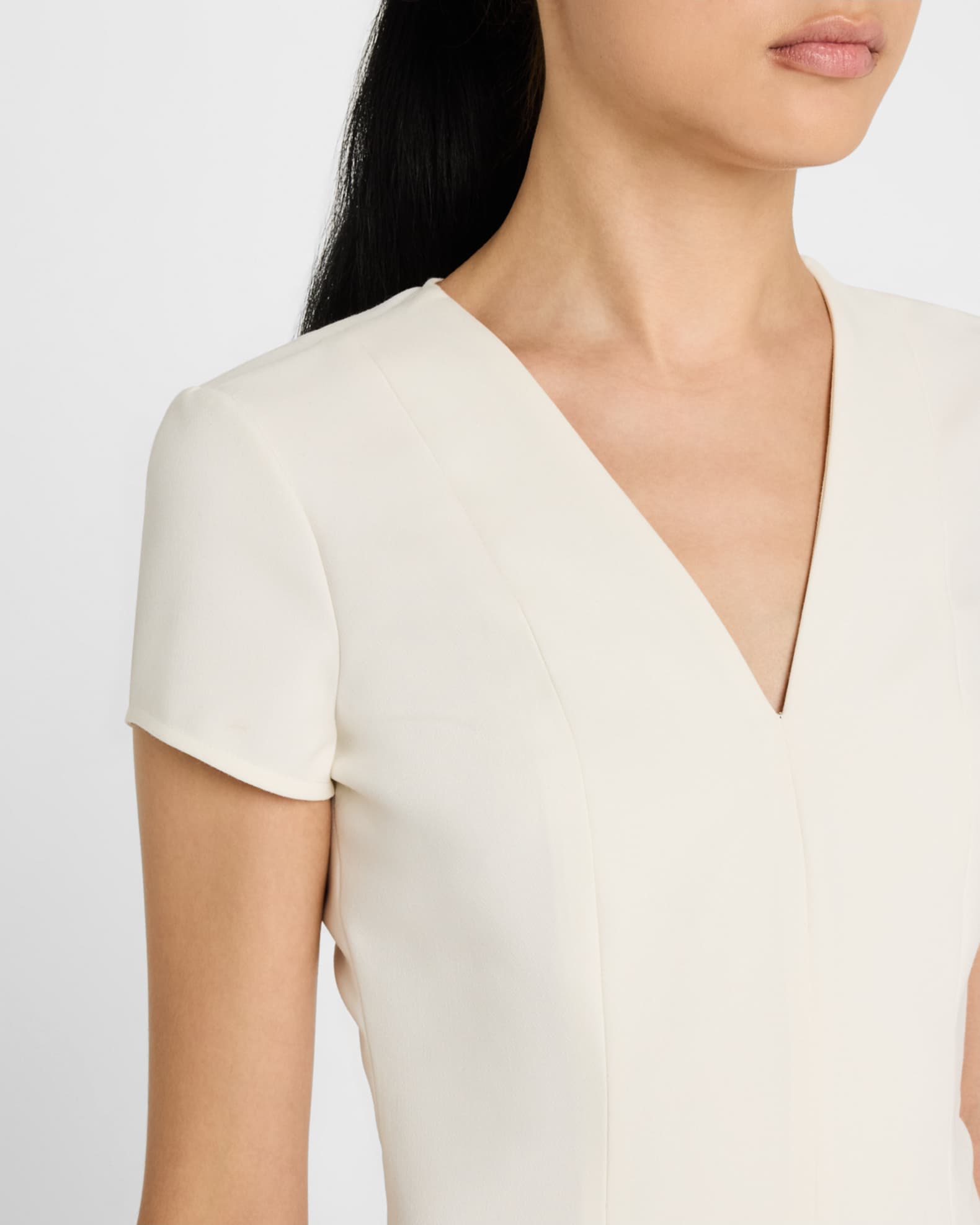 Emporio Armani Emma Pleated V-Neck Mini Dress | Neiman Marcus