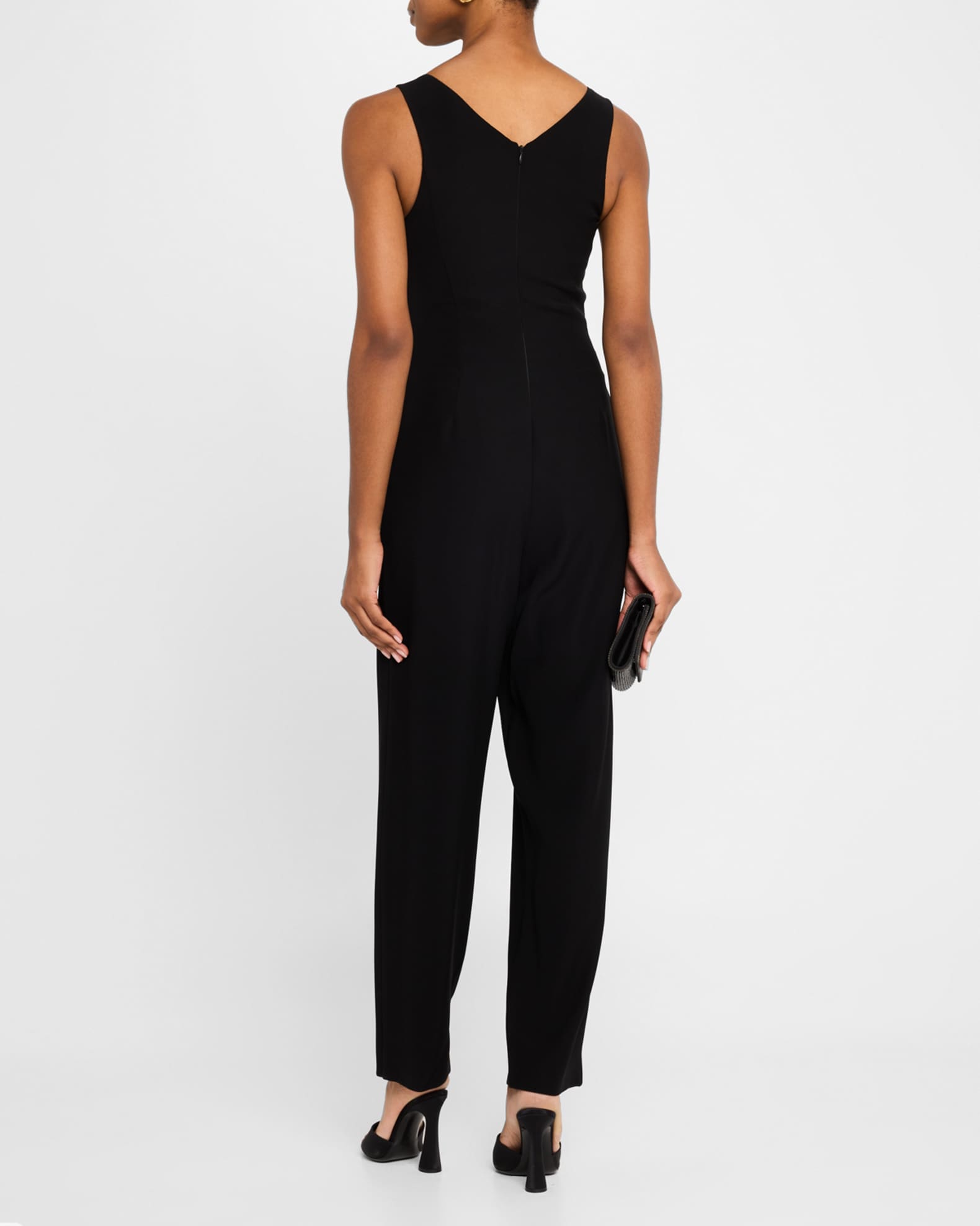 Emporio Armani Sleeveless V-Neck Jumpsuit Neiman Marcus