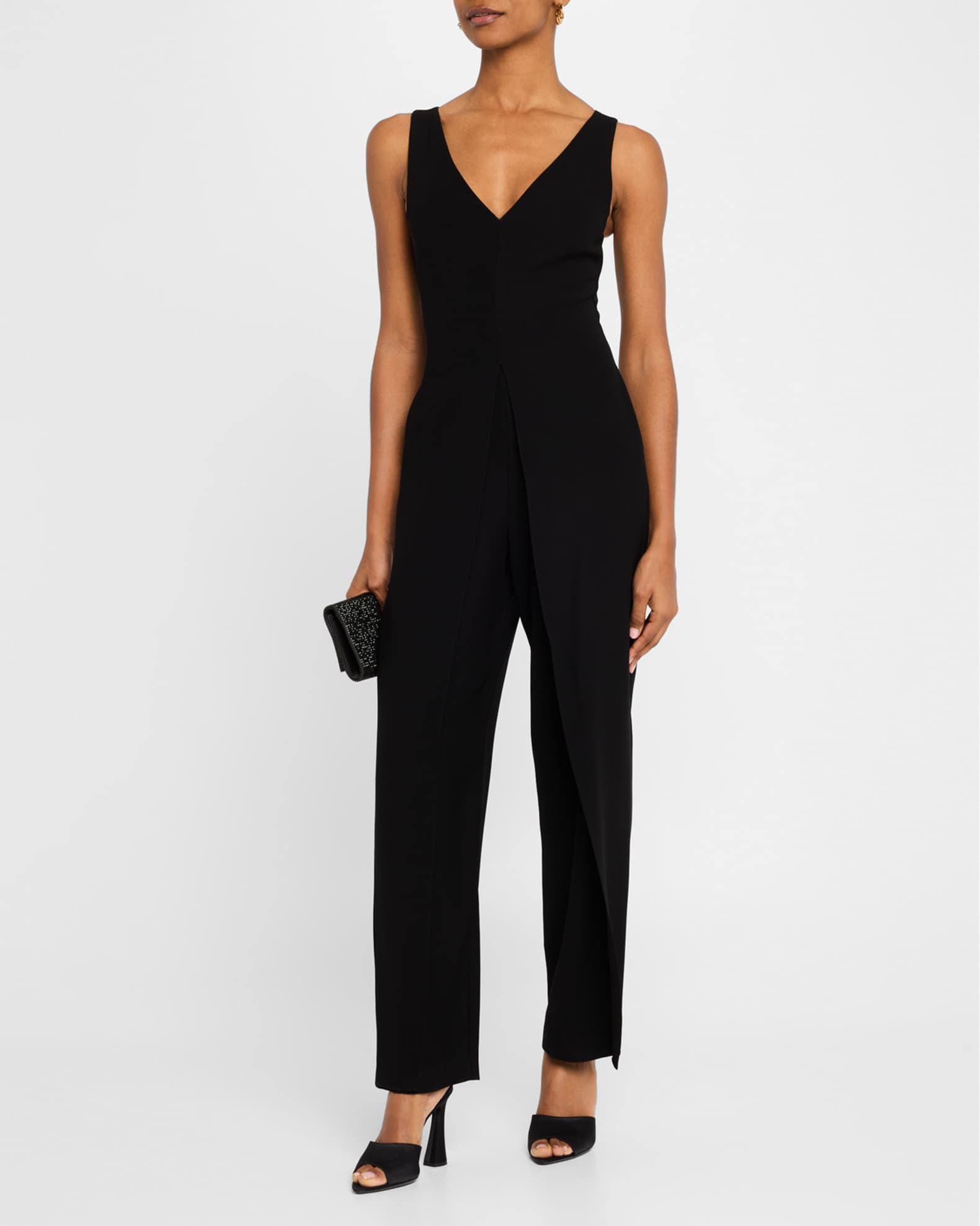 Emporio Armani Sleeveless V-Neck Jumpsuit Neiman Marcus