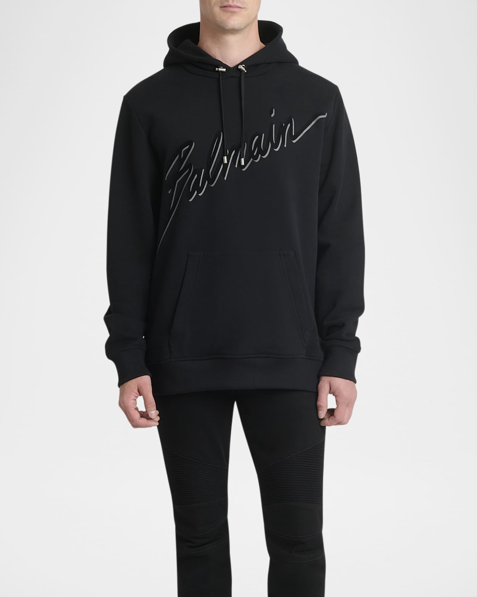 Men's Flocked Script Hoodie 1