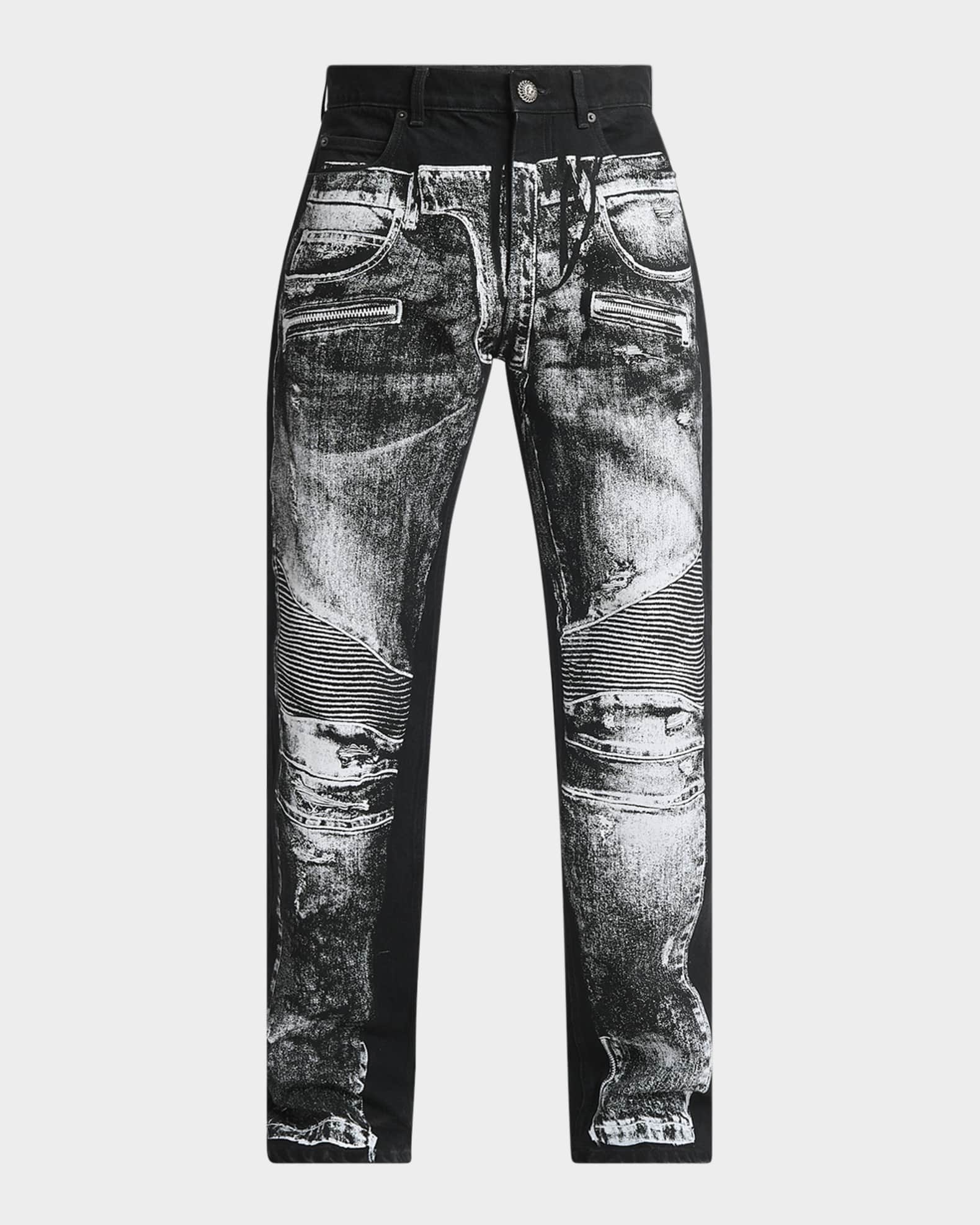 GRAFFITI TROMPE-L’OEIL LAYERED PANTS / BLU main image 1