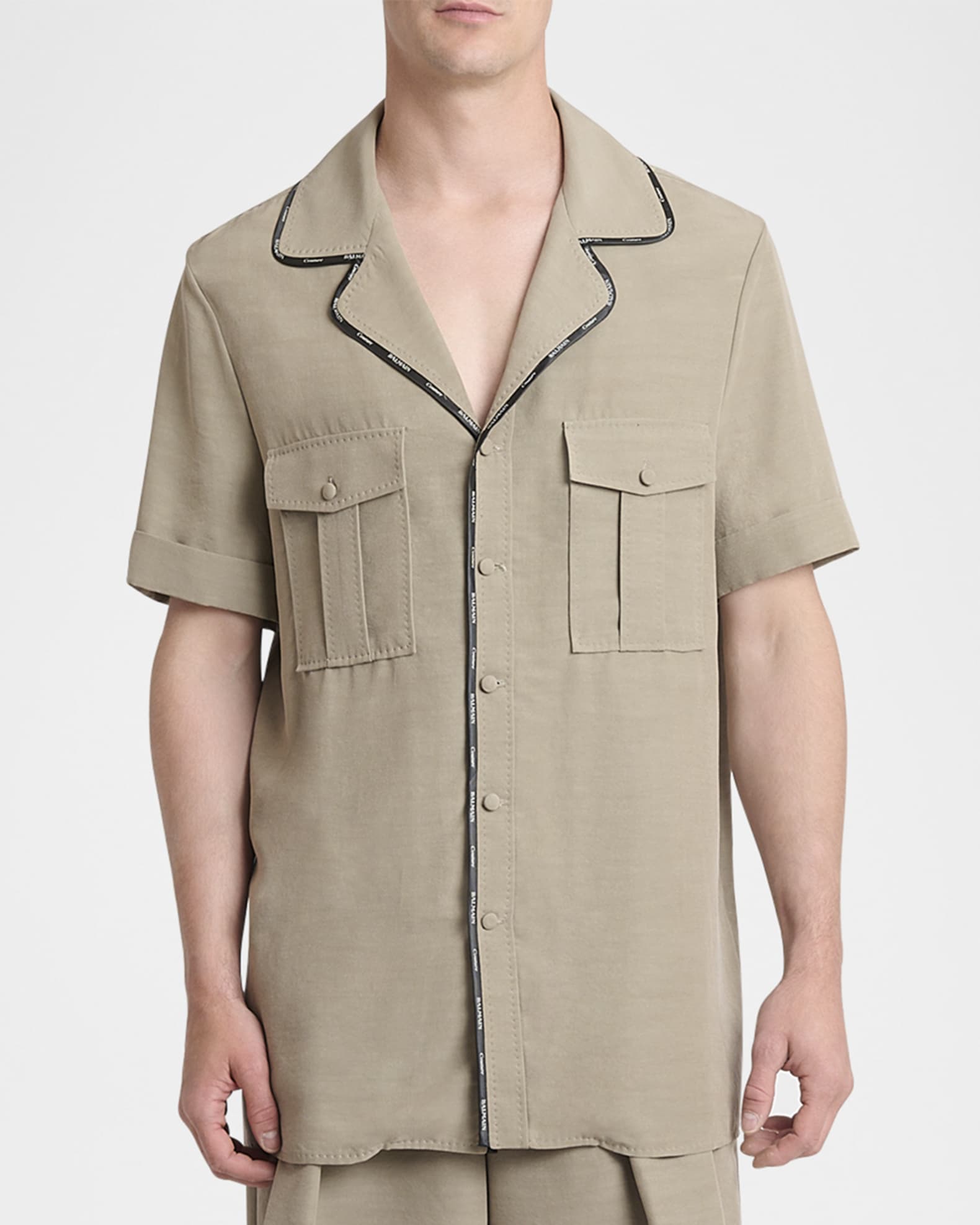 Men's 2-Pocket Piped Button-Down Shirt 1